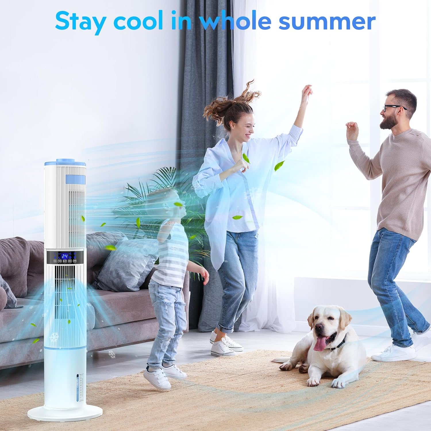 Lofrritp Climatiseur Mobile Silencieux Portable,Rafraîchisseur d'air 360°Oscillation,24H Minuteries,65W,3 Vitesses,4 Modes,avec Télécommande pour Chambre,Bureau,Cuisine