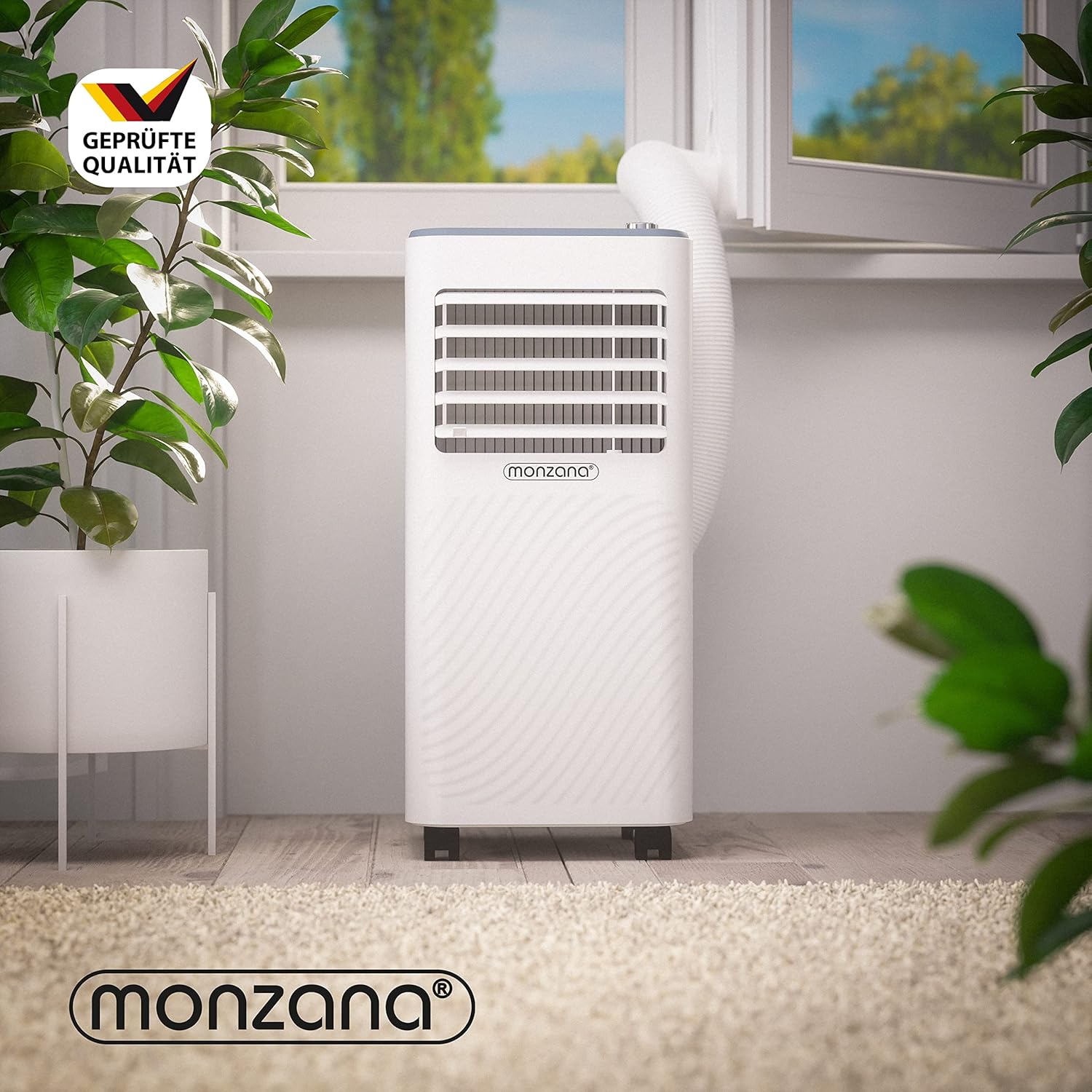 Monzana® Climatiseur Mobile MZKA2000 Tuyau d'évacuation 7000 BTU 4en1 750W 24h Timer Déshumidificateur Kit volet Roulant