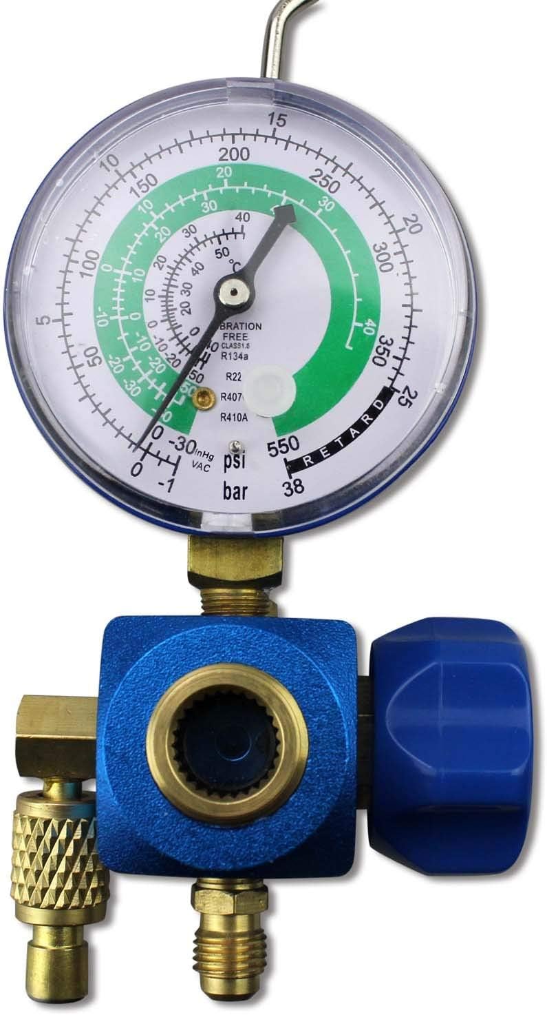 BACOENG 3 CFM Pompe à vide et Collecteur Jauge Ensemble Tuyau De Charge Auto Climatisation– Idéal pour R407C R32 R134a R410A