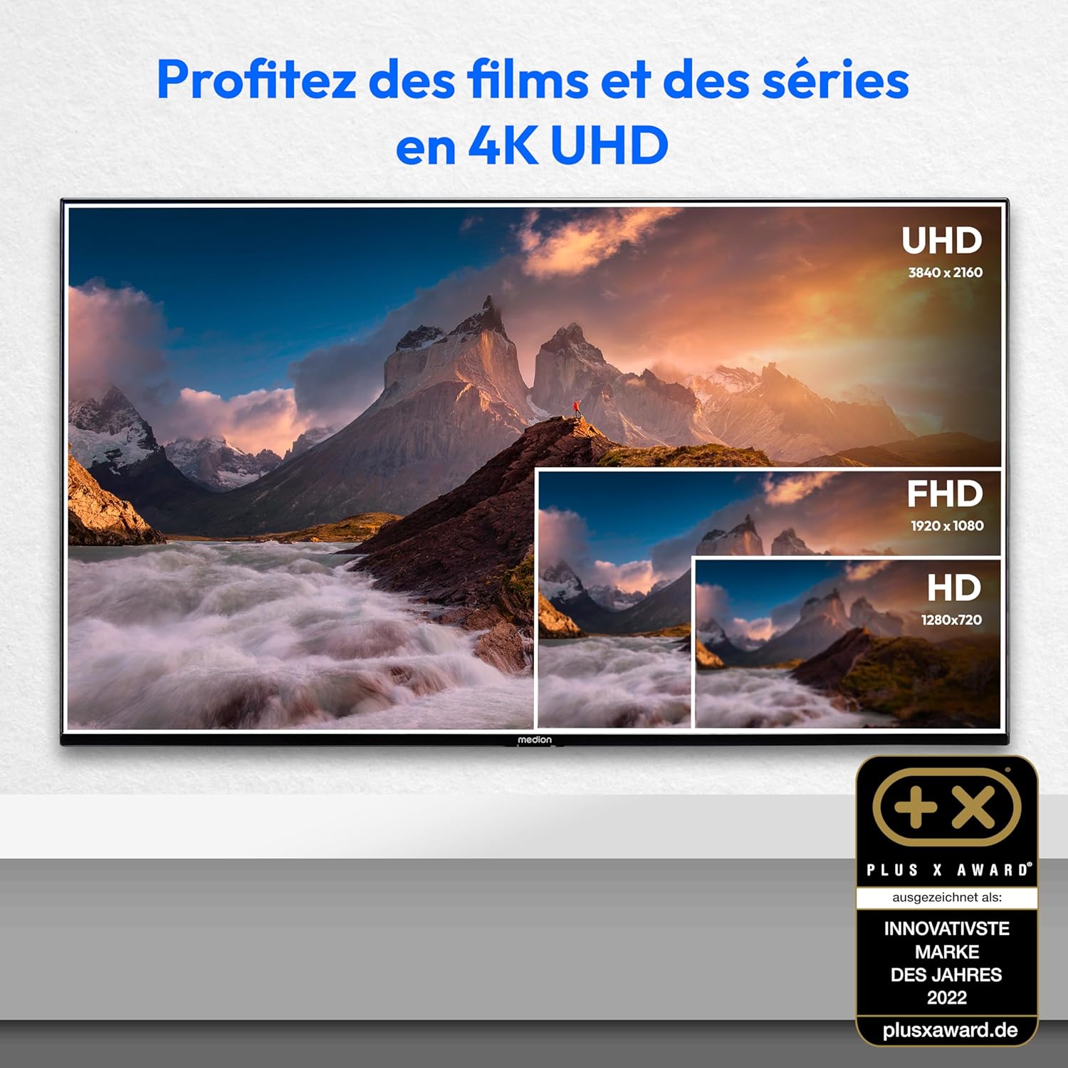 MEDION X14370 (MD 30706) 108 cm (43 Zoll) Fernseher (Smart TV, 4K Ultra HD, Dolby Vision HDR, Dolby Atmos, Netflix, Prime Video, MEMC, Micro Dimming, Bluetooth, PVR)