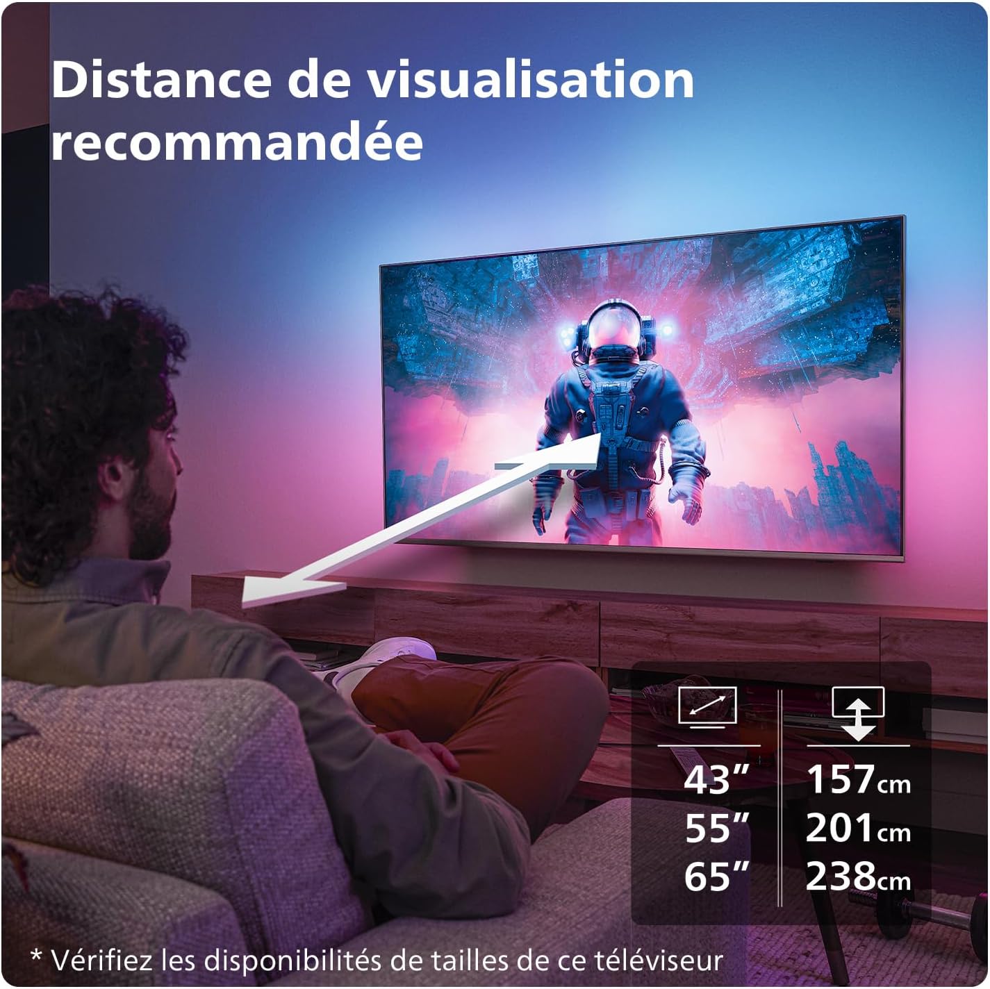 Philips Ambilight 43PUS8109 Smart TV LED 4K - Écran 43 Pouces avec Plate-Forme Pixel Precise Ultra HD, Titan OS et Son Dolby Atmos, Fonctionne avec l’Assistant Vocal Alexa et Google - Chrome satiné