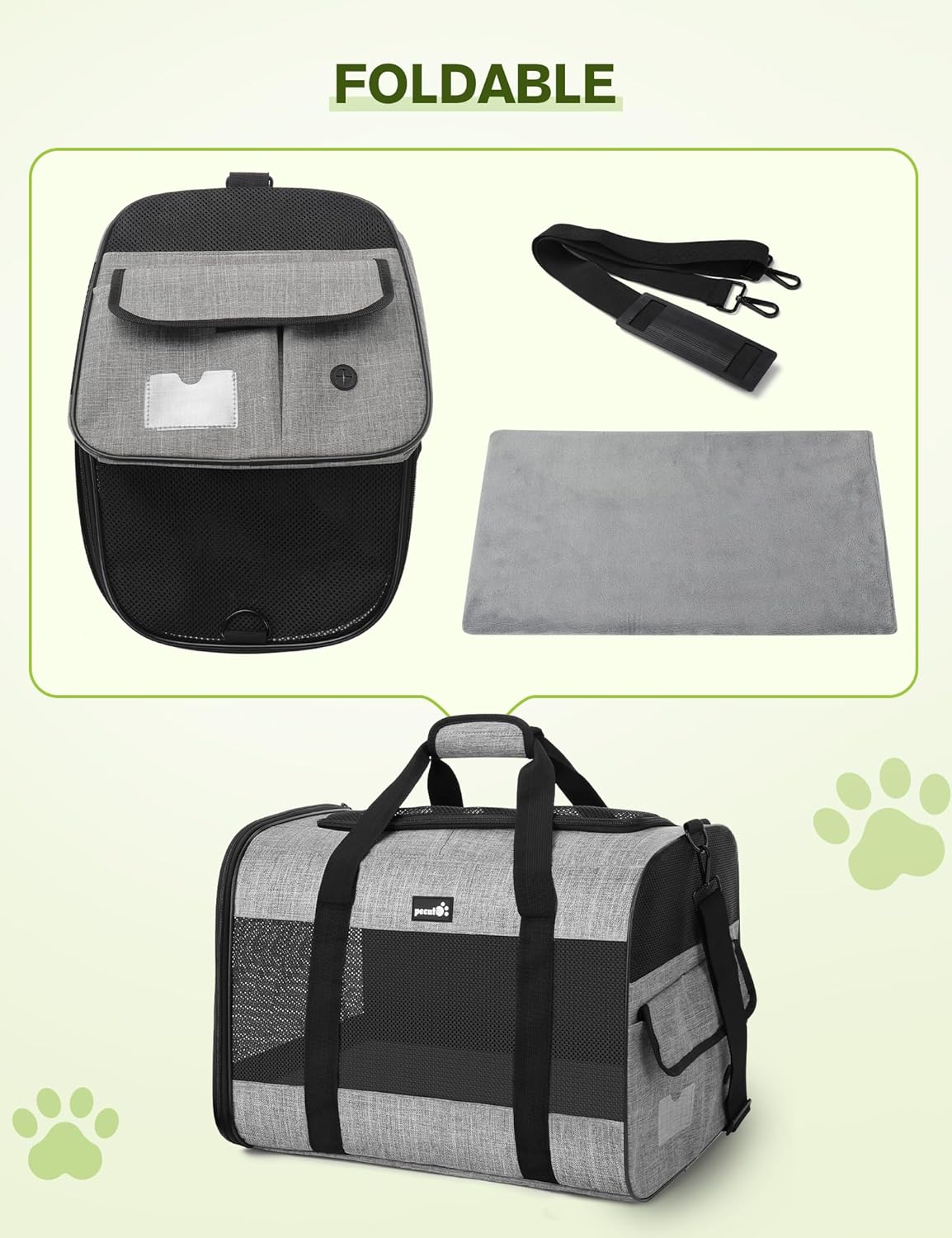 Pecute Sac de Transport pour Animal Domestique, Tissu en Maille Respirant, Convient pour Les Voyages, utilisé pour Chien, Les Chats et Les Chiots de Moins de 6 kg