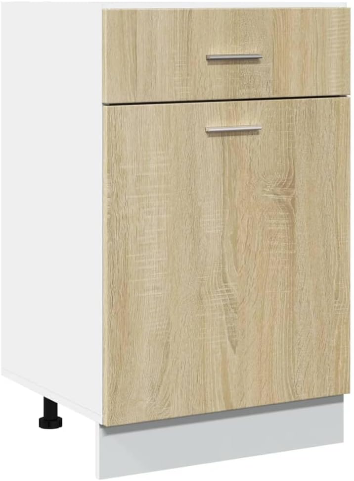 vidaXL Armoire à Micro-Ondes Placard Armoire de Rangement Meubles de Cuisine avec 4 Etagères Intérieur Maison Gris Béton 60x57x207 cm Aggloméré