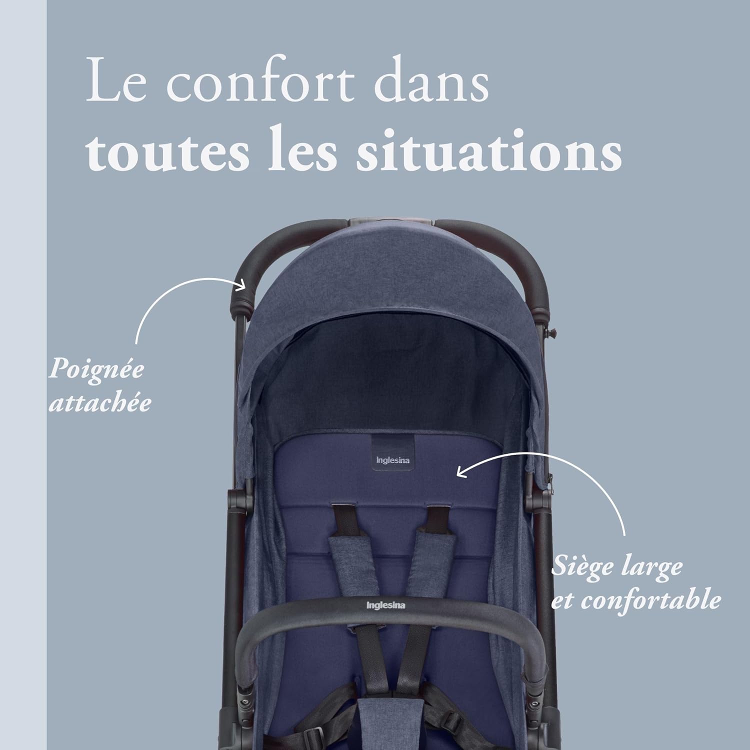 Inglesina Sketch Poussette Légère et Compacte, Bleu, Confortable, jusqu'à 17kg, Pliage à une main, UPF 50+