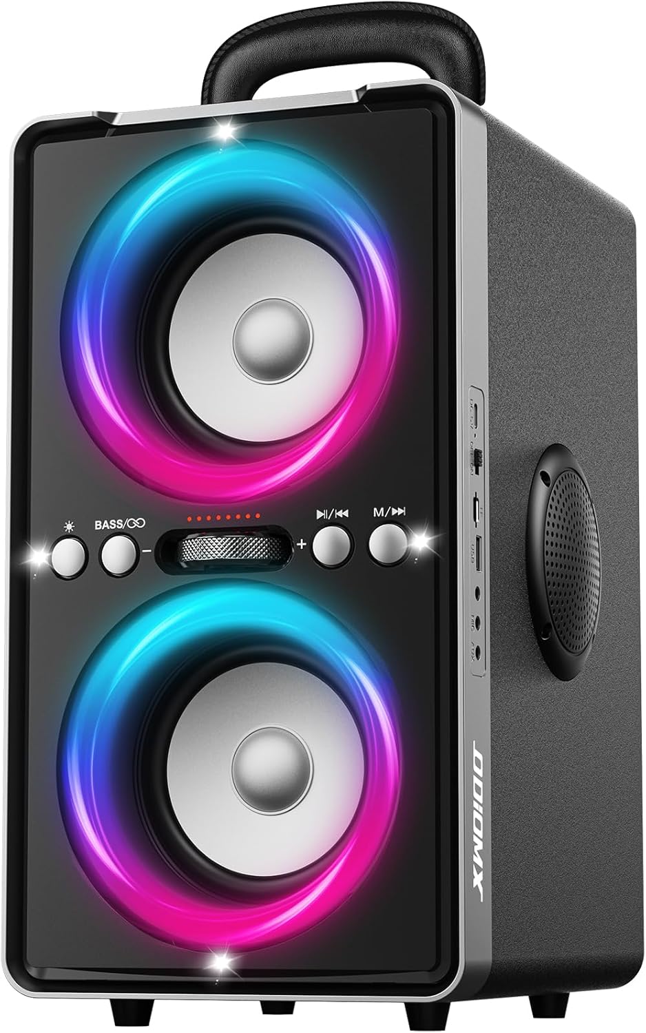 Enceinte Bluetooth Puissante, 200W Enceinte Portable Bluetooth avec Super Bass, Autonomie 15 hrs, LED Light Show, Appairage TWS, Lecture USB/TF Carte/AUX, pour Extérieur, Maison, Fêtes, Camping