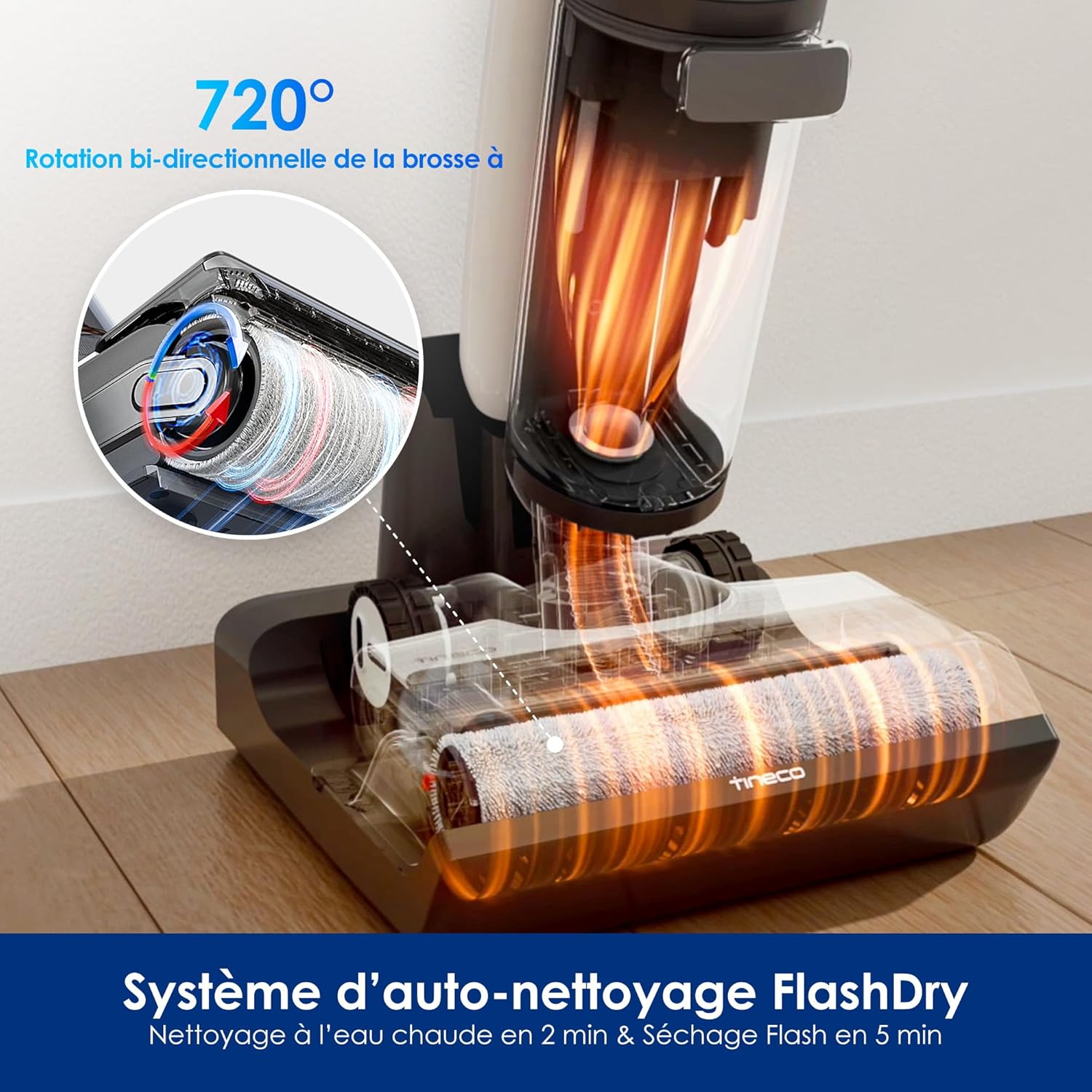 Tineco Floor One S7 Pro/S7 Series Aspirateur Laveur Sec Et Humide Intelligent sans Fil pour Sols Durs, Écran Digital LED, Grande Autonomie, Parfait pour Les Tâches Tenaces et Les Poils d’Animaux