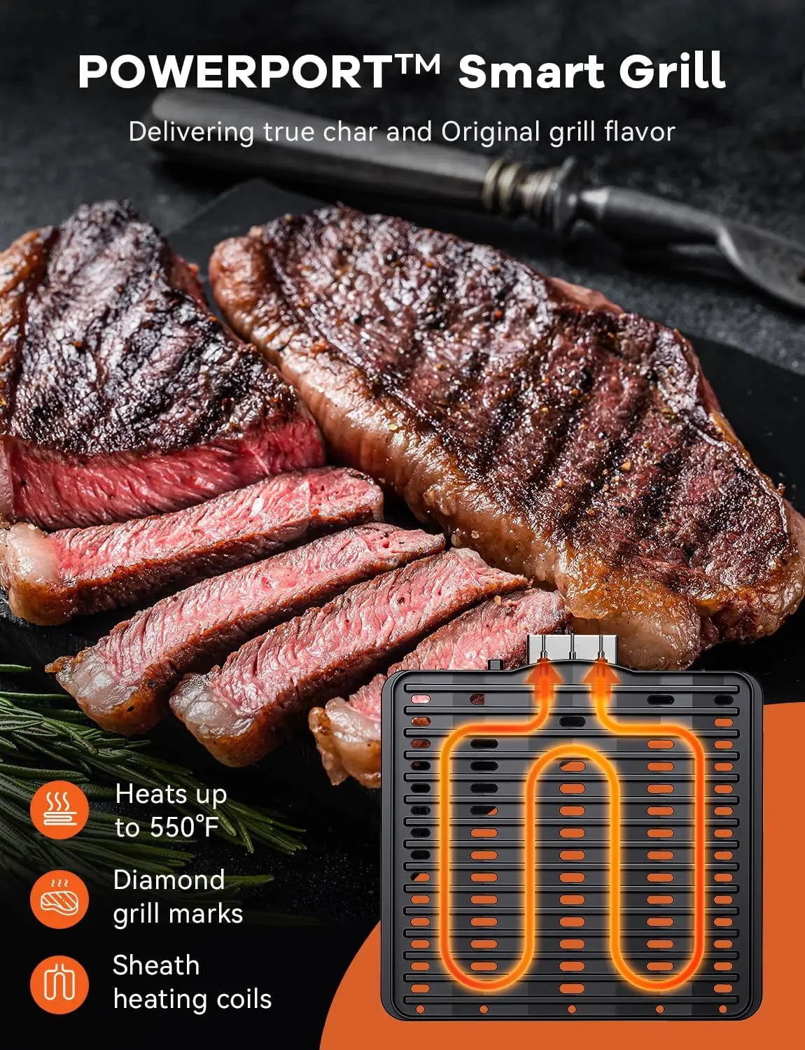 Nuwave TODD ENGLISH Air Fryer Grill Oven Combo, TRUE Char & Flavor, 100 in 1 Super Convection Toaster Oven Countertop, Excellent Thermal Insulation, POWERPORT™ Plug-In Grill, 550°F, Stainless Steel