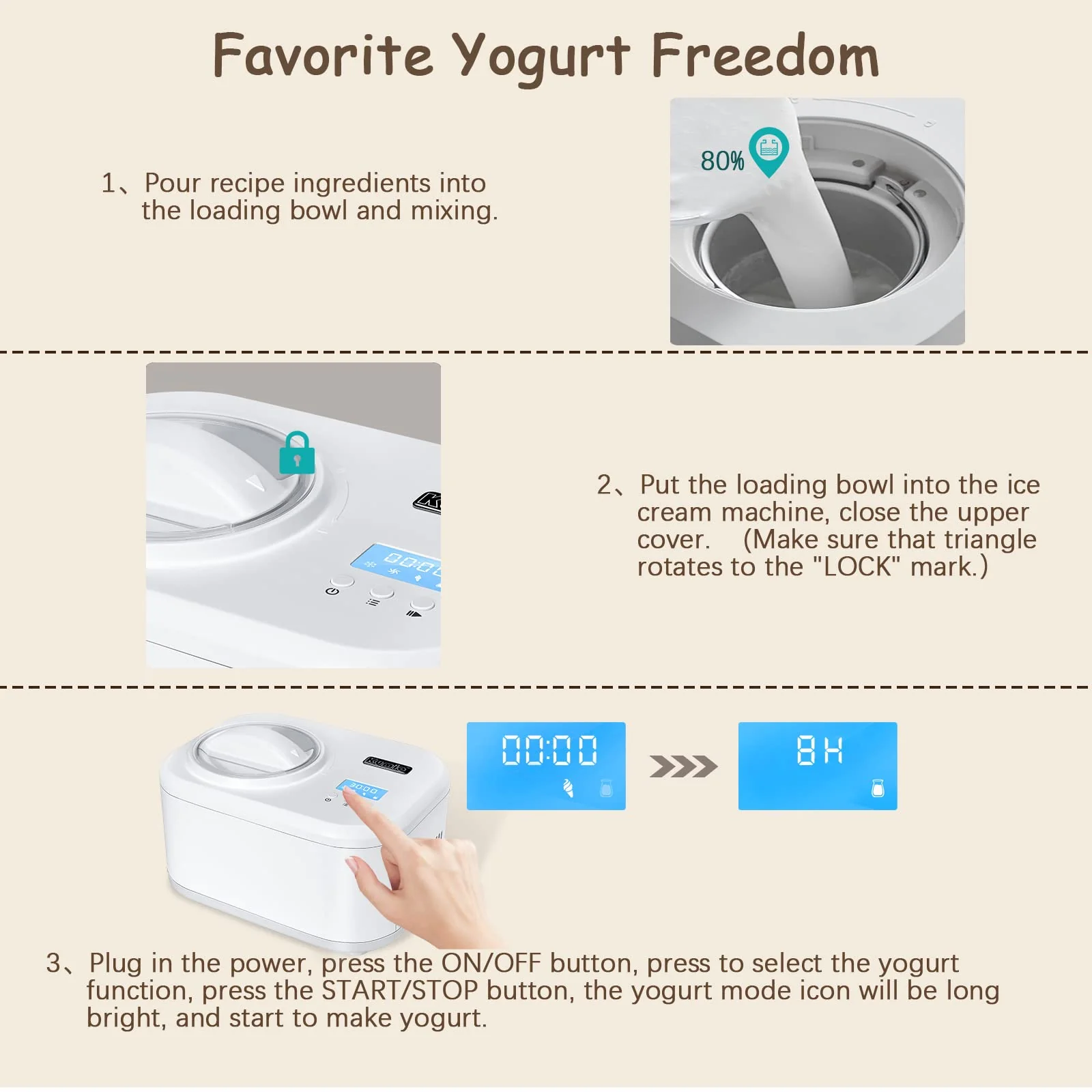 KUMIO 1.2-Quart Automatic Ice Cream Maker with Compressor