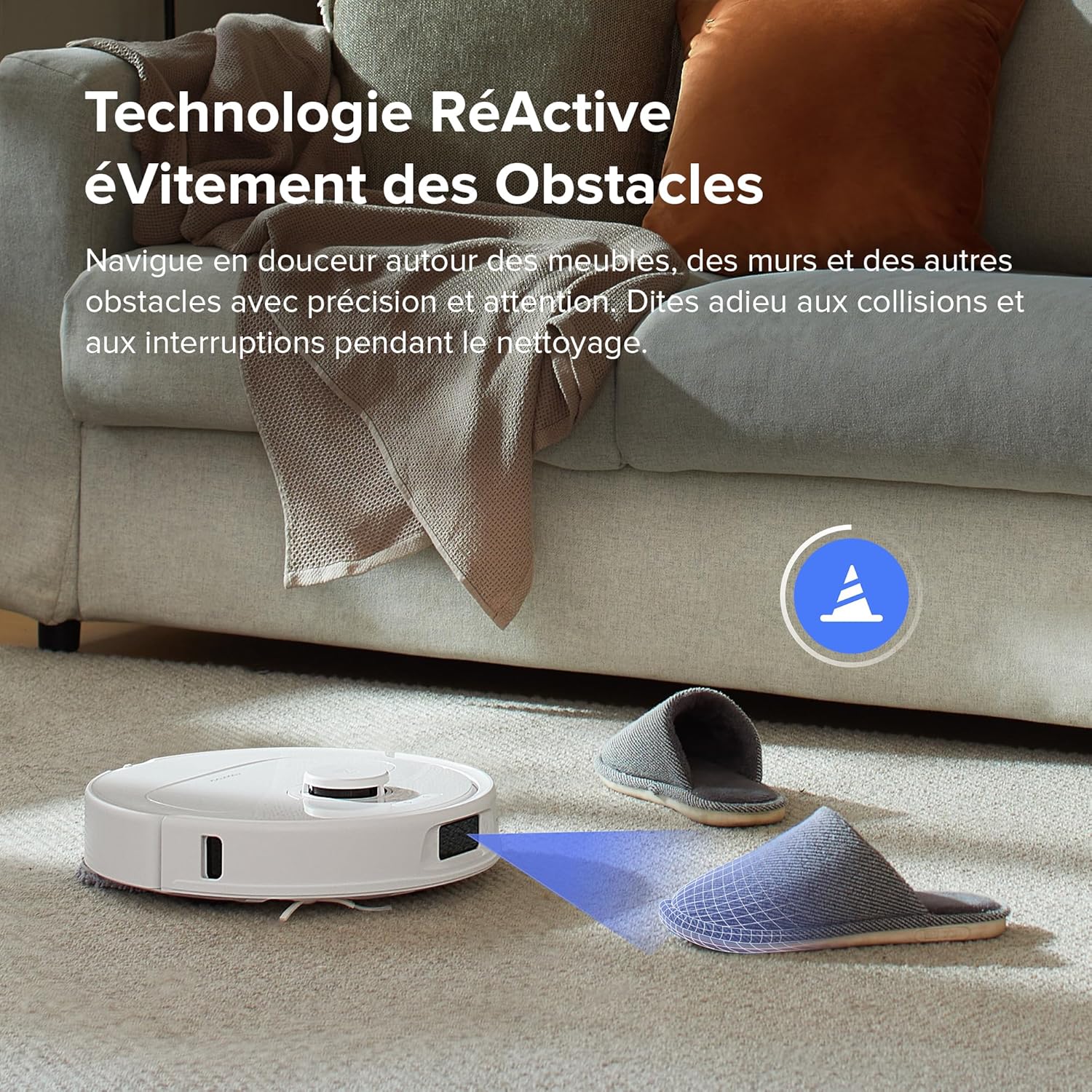 roborock Qrevo S Set Aspirateur Robot Laveur, 7000Pa HyperForce, Double Serpillière Rotative 200 tr/min & Relevable 10mm, Station Multifonctionnelle, 3D Cartographie, Reactive Tech, Contrôle APP, Noir