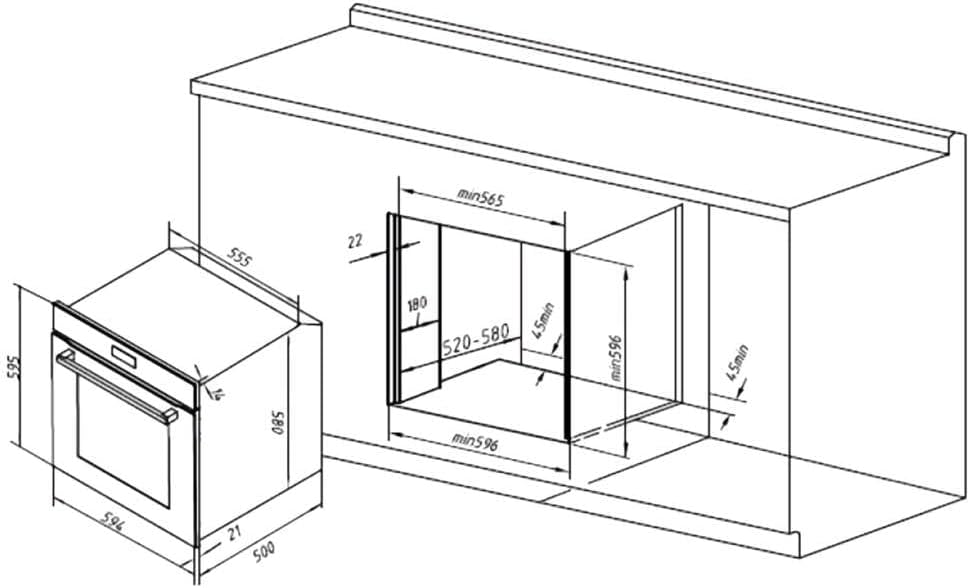 Cecotec Four encastrable Bolero Hexa C136000 Glass Black Time A 2800 W, capacité de 77 L, 4 fonctions, Minuterie, Nettoyage à la vapeur, Cuisson à la vapeur. Classe Énergétique A, Lumière intérieure