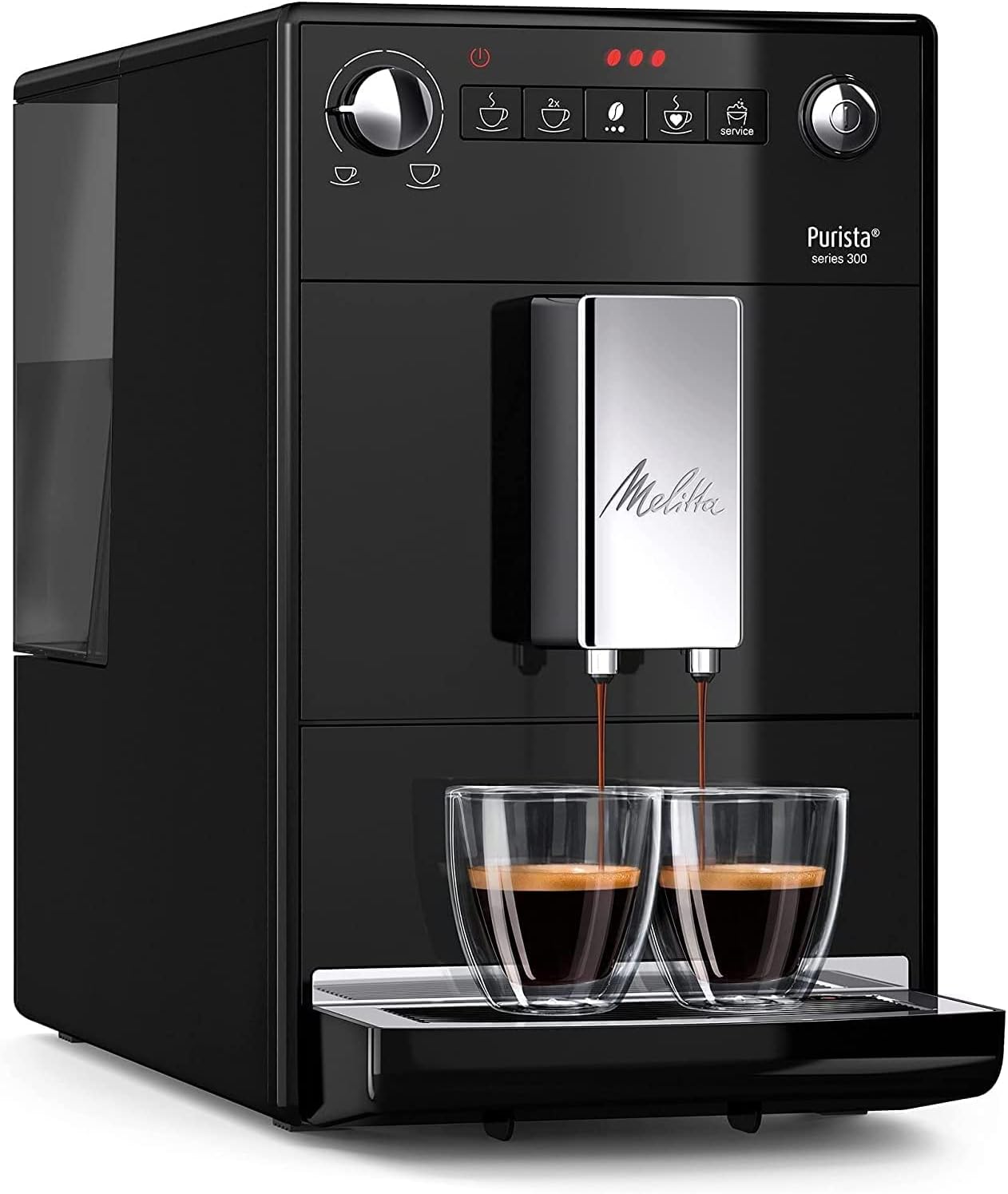 Melitta Purista Argent, Machine à Café à Grains avec Broyeur et Système d'Extraction des Arômes, Silencieuse, Mode 1 à 2 Tasses, Cafetière Expresso 1L, Automatique, F230-101