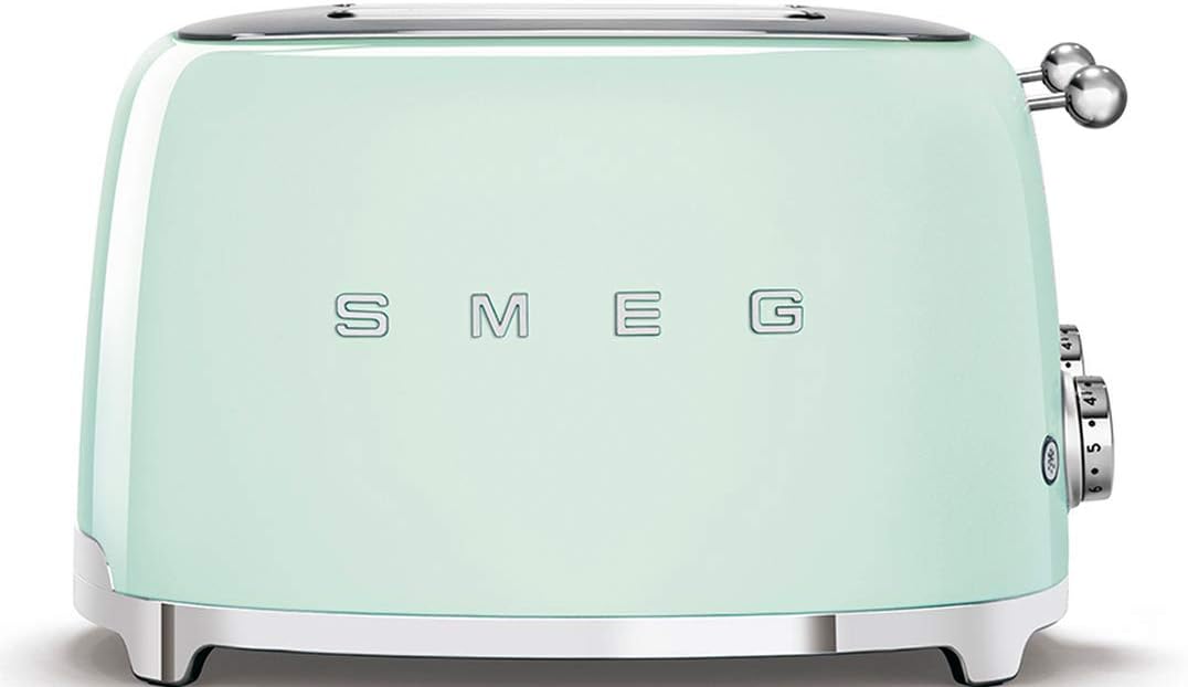 Smeg, Grille-pain 4 Tranches TSF03BLEU, 4 Fentes 36 mm, 6 Niveaux de Brunissage, Fonction Chauffage, Décongélation et Bagel, Éjection Automatique du Pain, 2 Ramasse Miettes, 2000 W, Noir