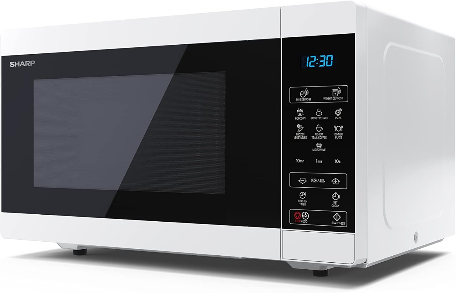 Sharp YC-MS51EB Micro-ondes sans grill de 25 litres, contrôle numérique, micro-ondes: 900 W, 5 niveaux de puissance micro-ondes, plaque tournante, serrure enfant, fonction ECO, couleur noire.
