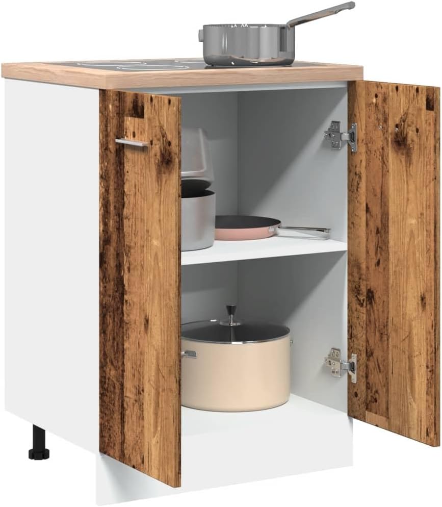 vidaXL Armoire à Micro-Ondes Placard Armoire de Rangement Meubles de Cuisine avec 4 Etagères Intérieur Maison Gris Béton 60x57x207 cm Aggloméré