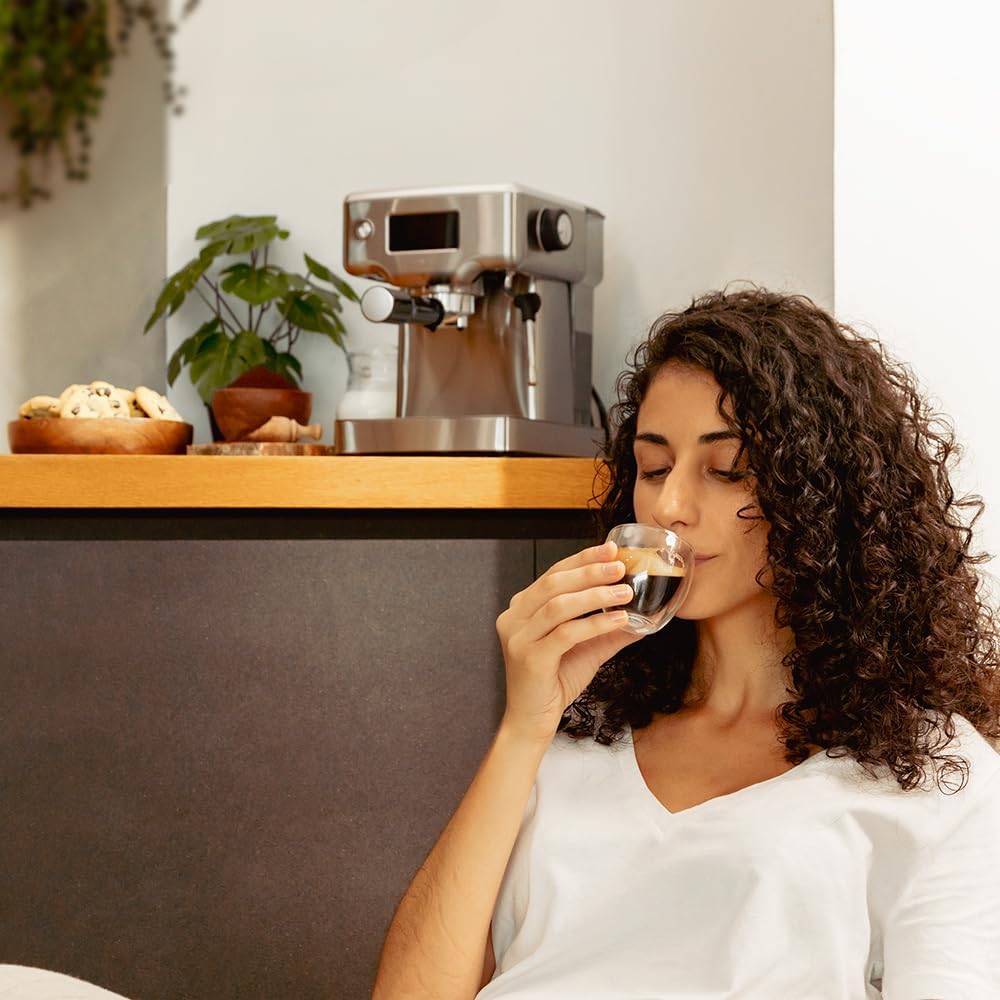 Cecotec Machine à café Express Power Espresso 20 Barista Cream. 2 Thermoblocks, 20Bars, Manomètre, Mode Auto pour 1 et 2 Café(s), Buse vapeur Orientable, Conduit pour Infusions, 2900W.