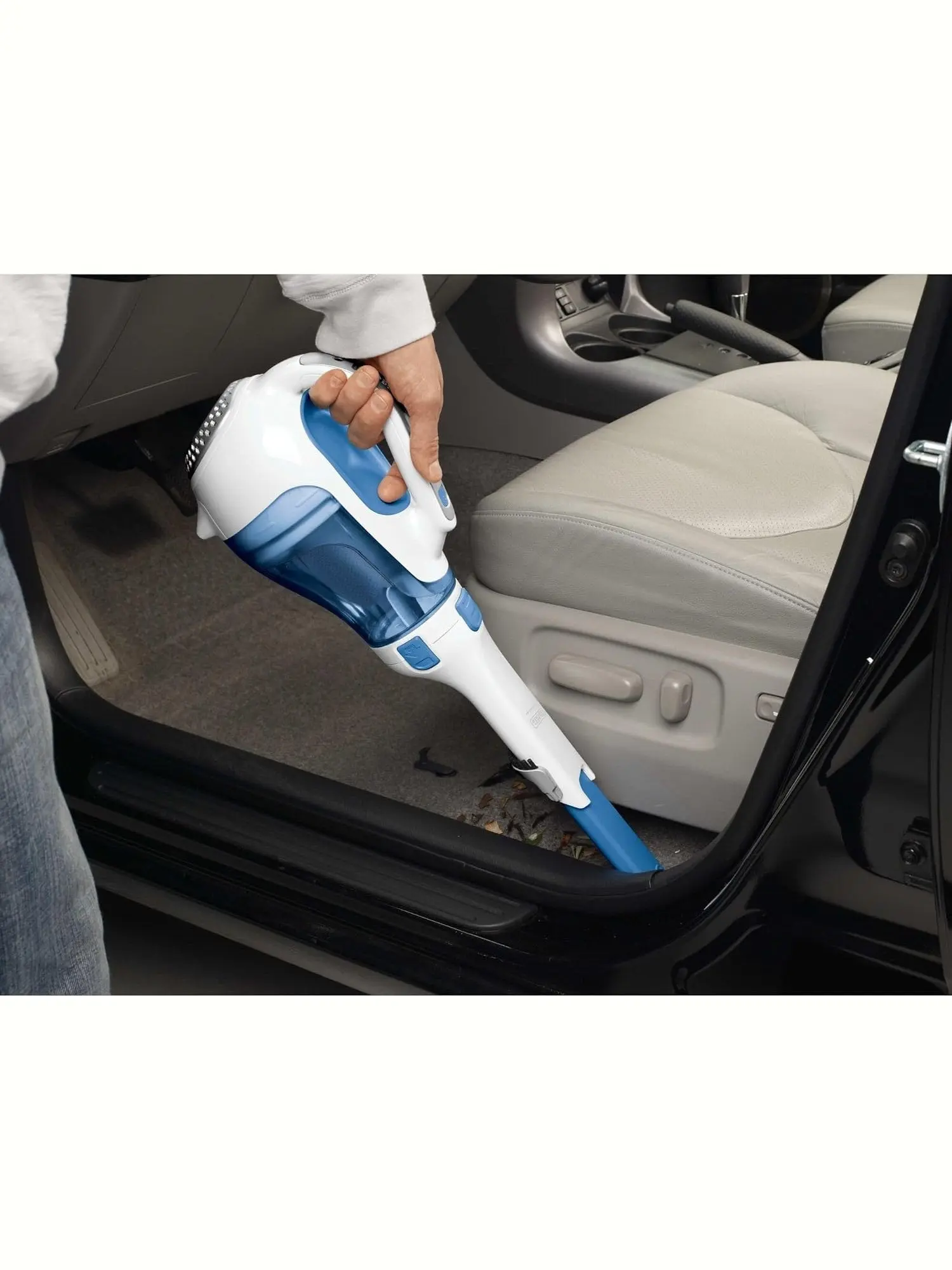 BLACK+DECKER dustbuster AdvancedClean Cordless Handheld Vacuum, Compact Home and Car Vacuum with Crevice Tool (CHV1410L), Blue, White