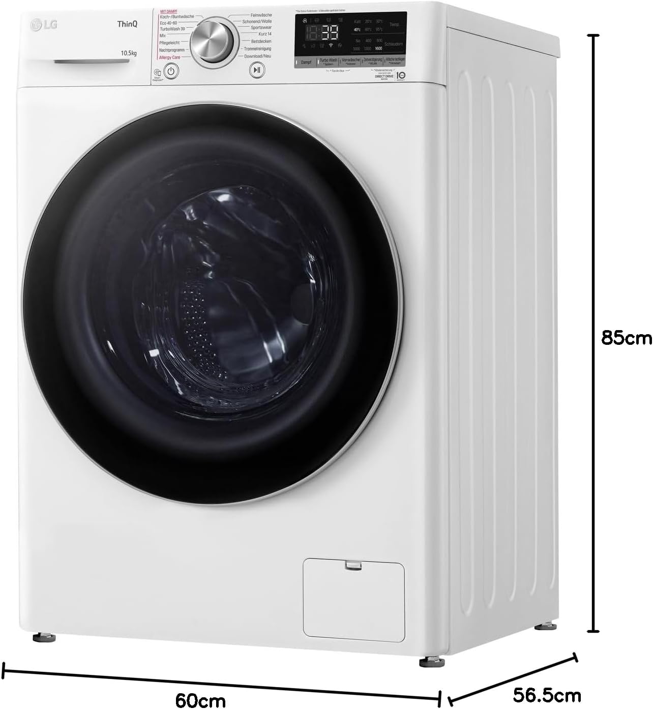 LG F4WV7080, Klasse A, Frontlader-Waschmaschine 8 kg, 1400 U/Min, AI Direct Drive, Wi-Fi, Tiefenreinigung mit Dampf, Groe Kapazitt, TRIPLE A, Auentür aus Sicherheitsglas, 62 x 60 x 85 cm  Wei