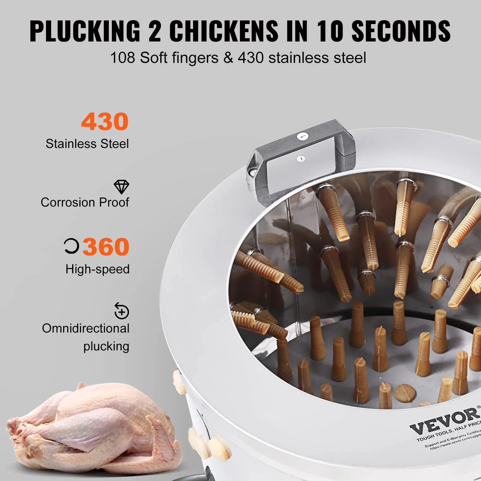 VEVOR 500W Chicken Plucker Machine with 20