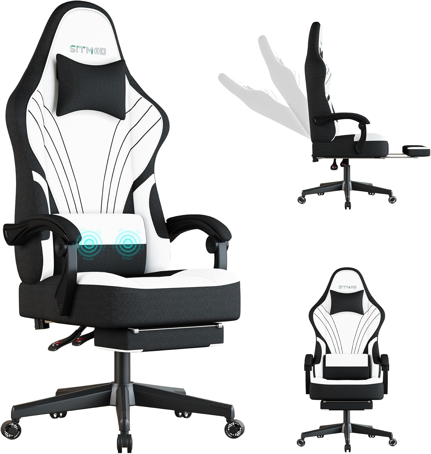 Ulody Chaise Gaming Ergonomique, Fauteuil de Bureau Pivotant, Dossier Haut, Siege Gamer avec Appui-tête et Soutien Lombaire Ajustables, Chaise de Jeu avec Repose-Pieds(Gris)