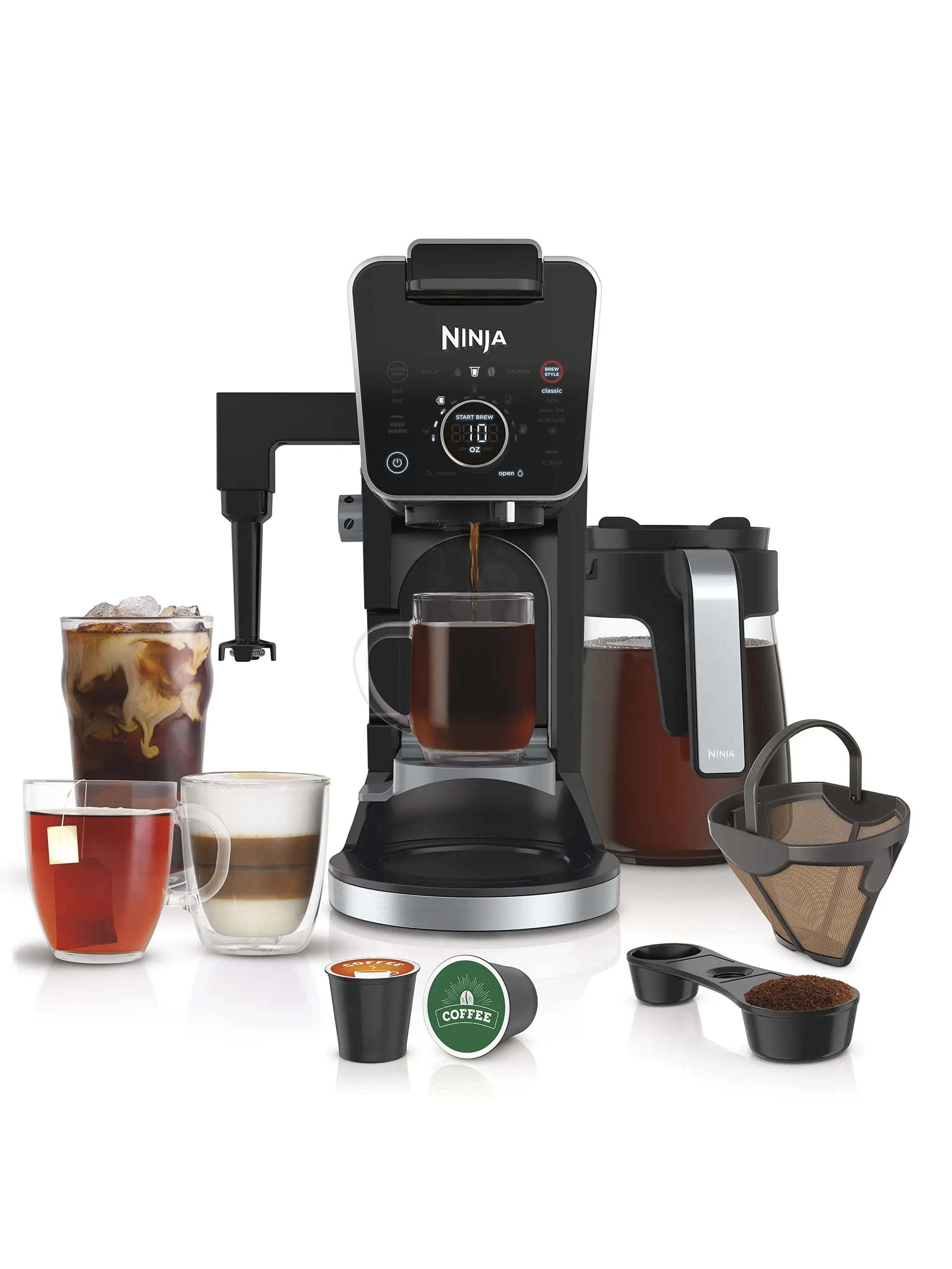 Ninja CFP307 DualBrew Pro Specialty Coffee System, Single-Serve, Compatible with K-Cup Pods, and 12-Cup Drip Coffee Maker, with Permanent Filter