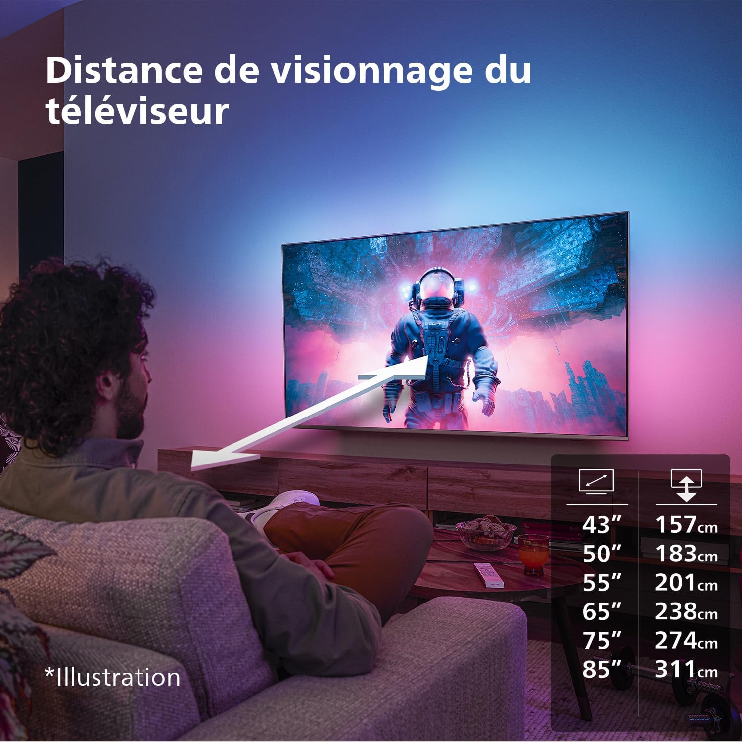 Philips Ambilight 43PUS8109 Smart TV LED 4K - Écran 43 Pouces avec Plate-Forme Pixel Precise Ultra HD, Titan OS et Son Dolby Atmos, Fonctionne avec l’Assistant Vocal Alexa et Google - Chrome satiné