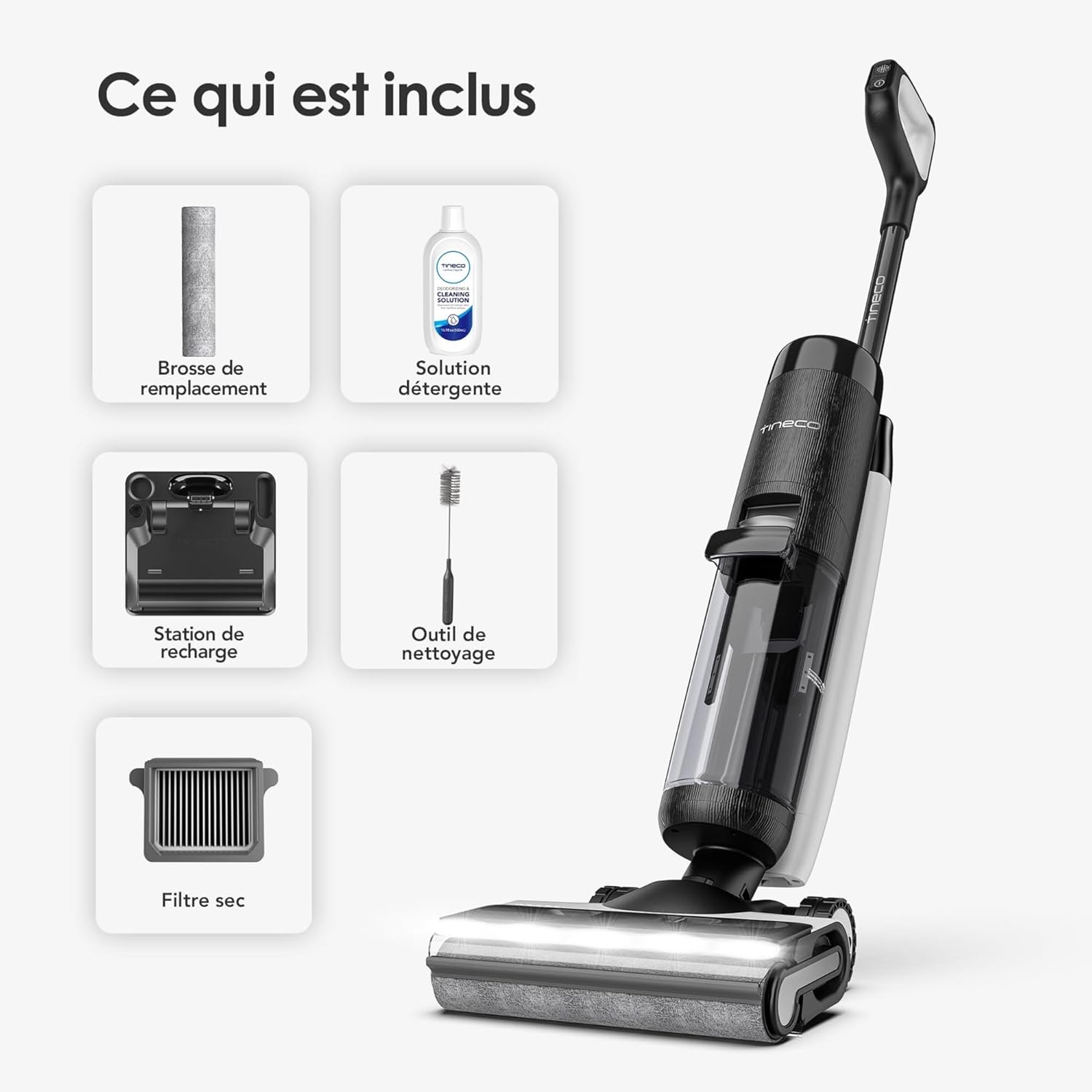 Tineco Floor One S7 Pro/S7 Series Aspirateur Laveur Sec Et Humide Intelligent sans Fil pour Sols Durs, Écran Digital LED, Grande Autonomie, Parfait pour Les Tâches Tenaces et Les Poils d’Animaux