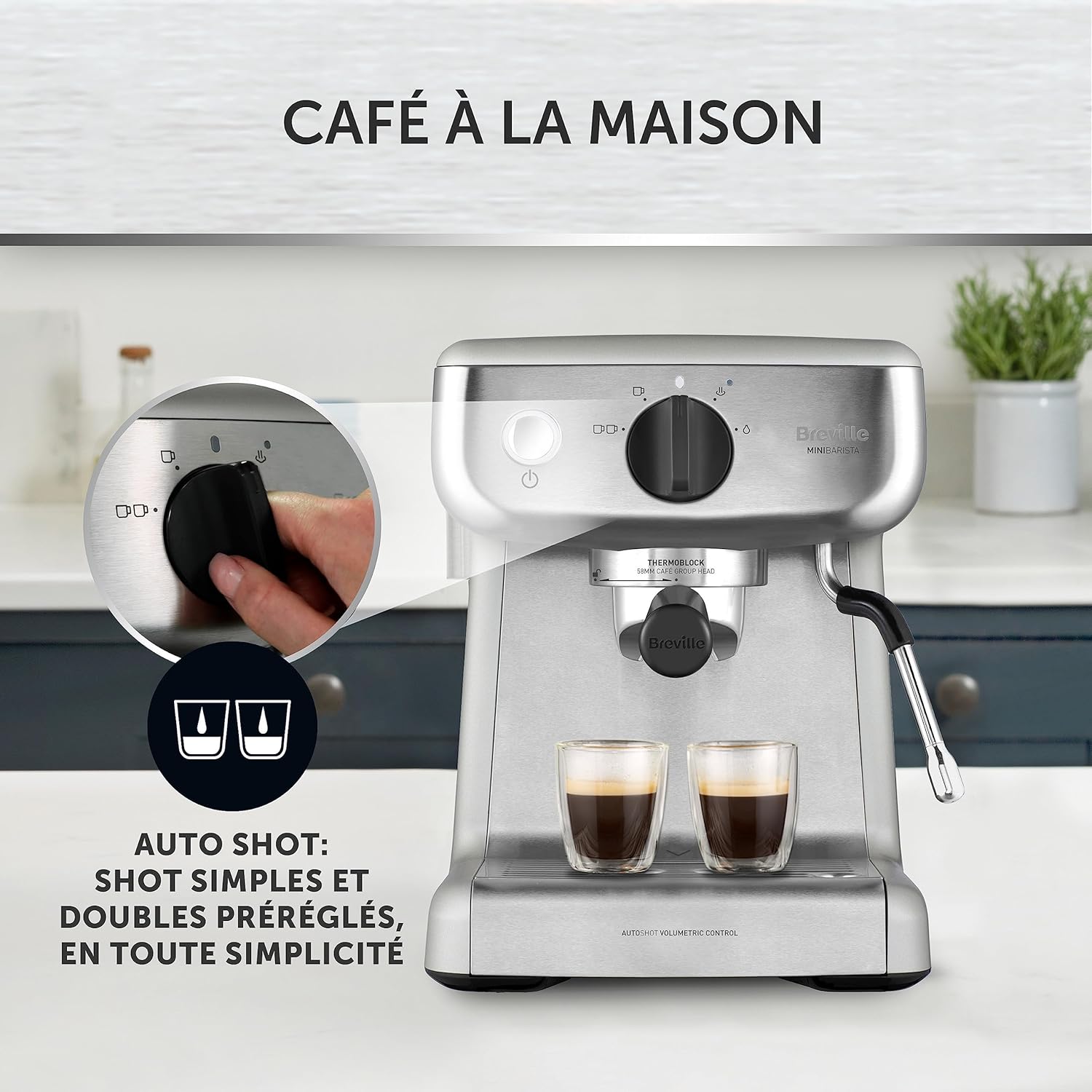 Breville Barista Max Machine à café/machine à expresso, semi-automatique avec moulin broyeur à grain intégré, buse à vapeur pour faire mousser le lait & pompe italienne de 15 bars [VCF126X]