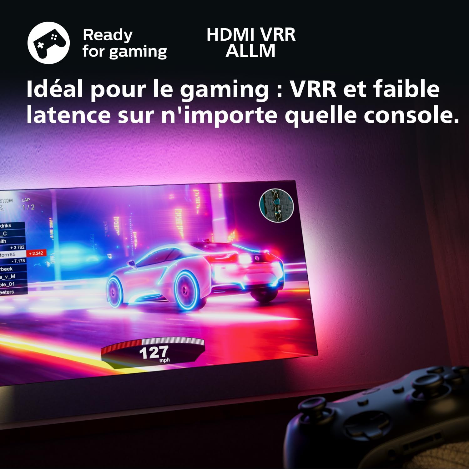 Philips Ambilight 43PUS8109 Smart TV LED 4K - Écran 43 Pouces avec Plate-Forme Pixel Precise Ultra HD, Titan OS et Son Dolby Atmos, Fonctionne avec l’Assistant Vocal Alexa et Google - Chrome satiné