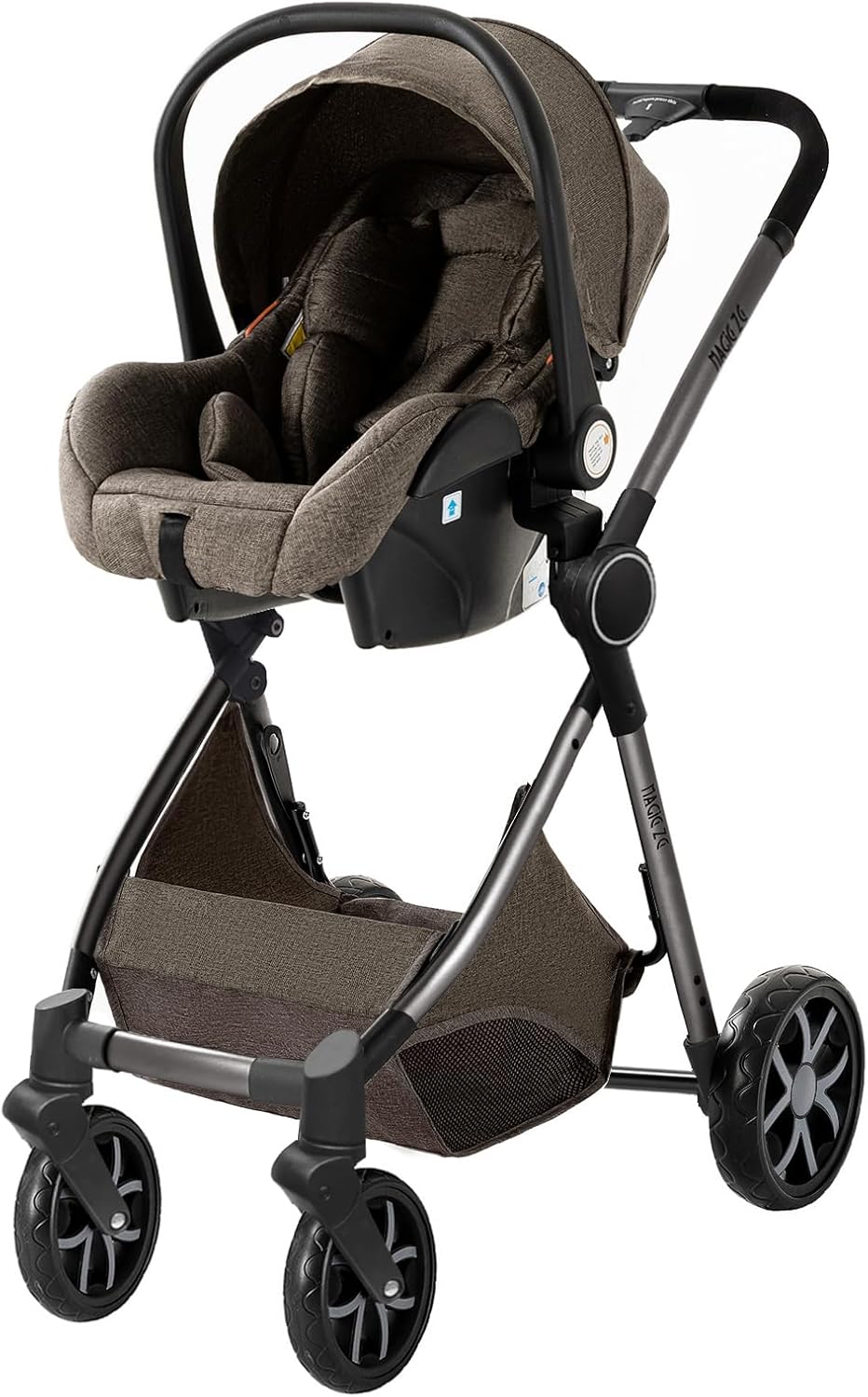 NADDLILY Poussette 3 en 1, Poussette Bebe avec Conception Portable Pliable en Un Clic, Pousette 3 en 1 avec Poussée Réversible Bidirectionnelle, Poussette Canne avec Accessoires (V9 Black)