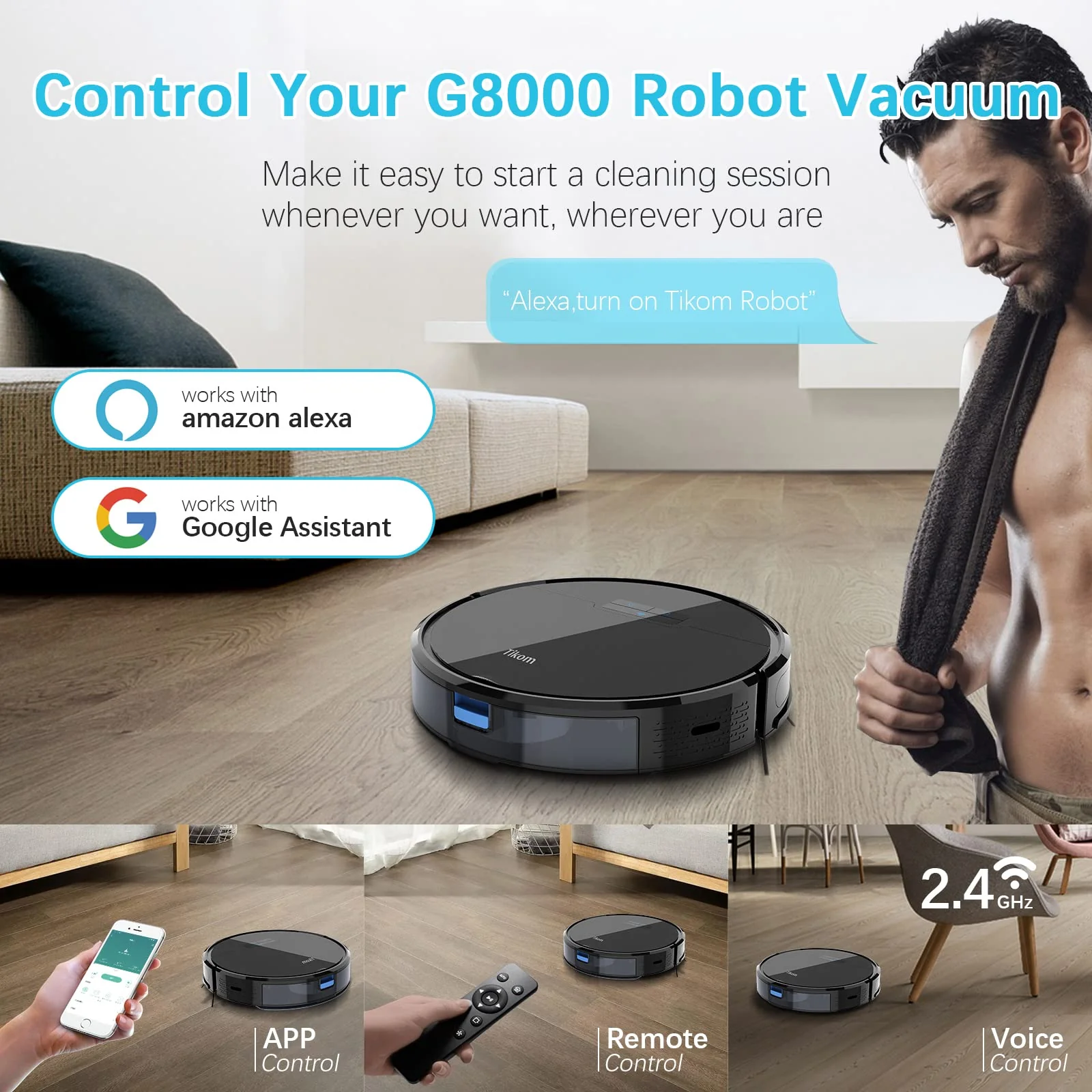 Tikom Robot Vacuum and Mop, G8000 Robot Vacuum Cleaner