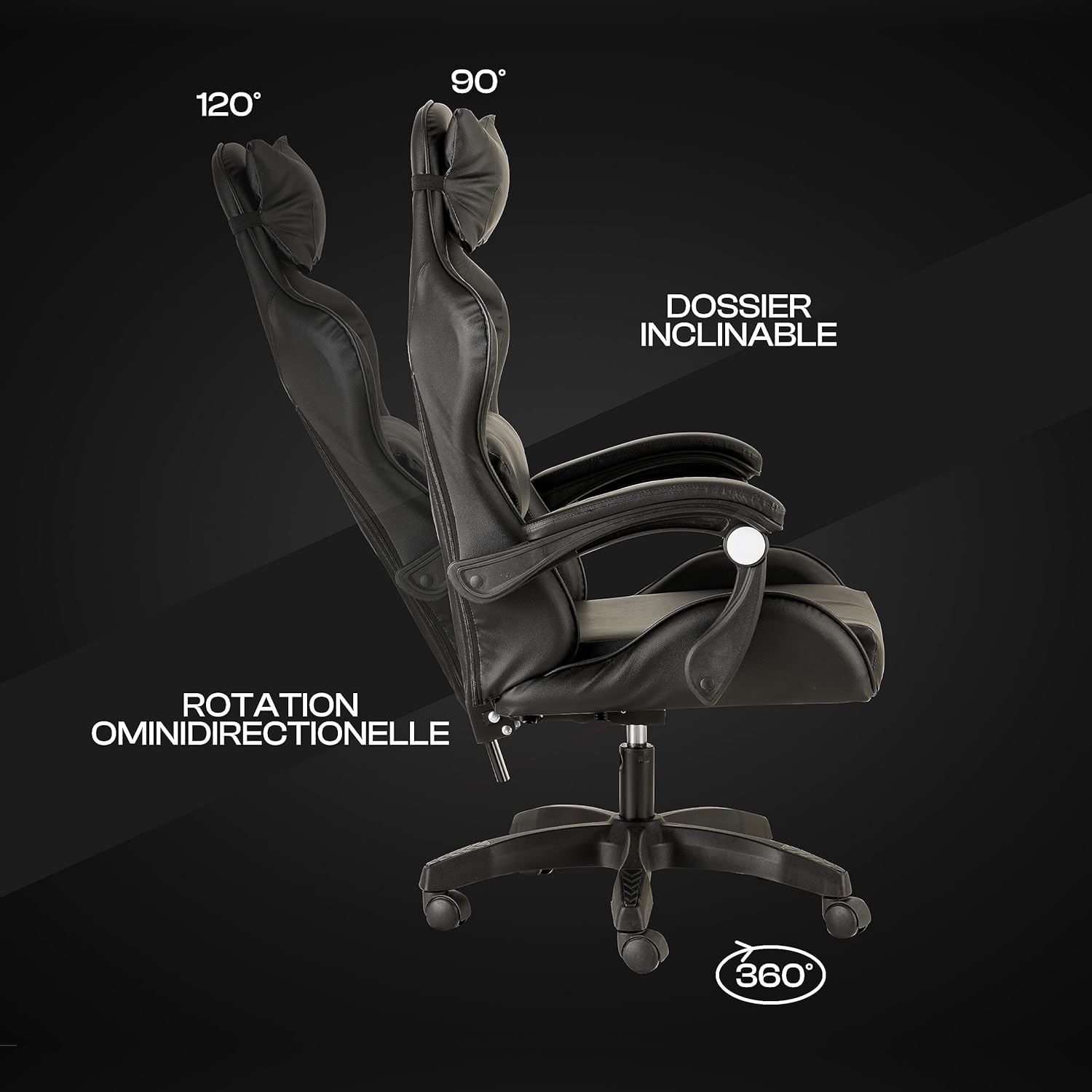 Baroni Home Chaise de Gaming, Chase de Jeux Ergonomique Chaise de Bureau avec Confortable Dossier réglable, Appui-tête et Soutien Lombaire, Blanc