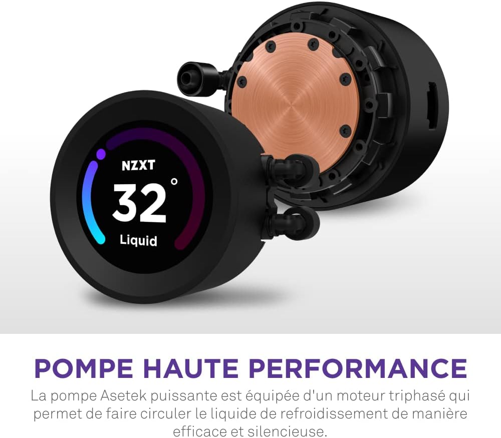 NZXT Kraken Elite 280 RGB - Refroidisseur de liquide CPU AIO - Radiateur 280mm - Ventilateur F280 RGB - IPS LCD 2,72 personnalisable - Turbine Pump - LGA 1700 1200 115X 1851 / AM5 AM4 - Noir