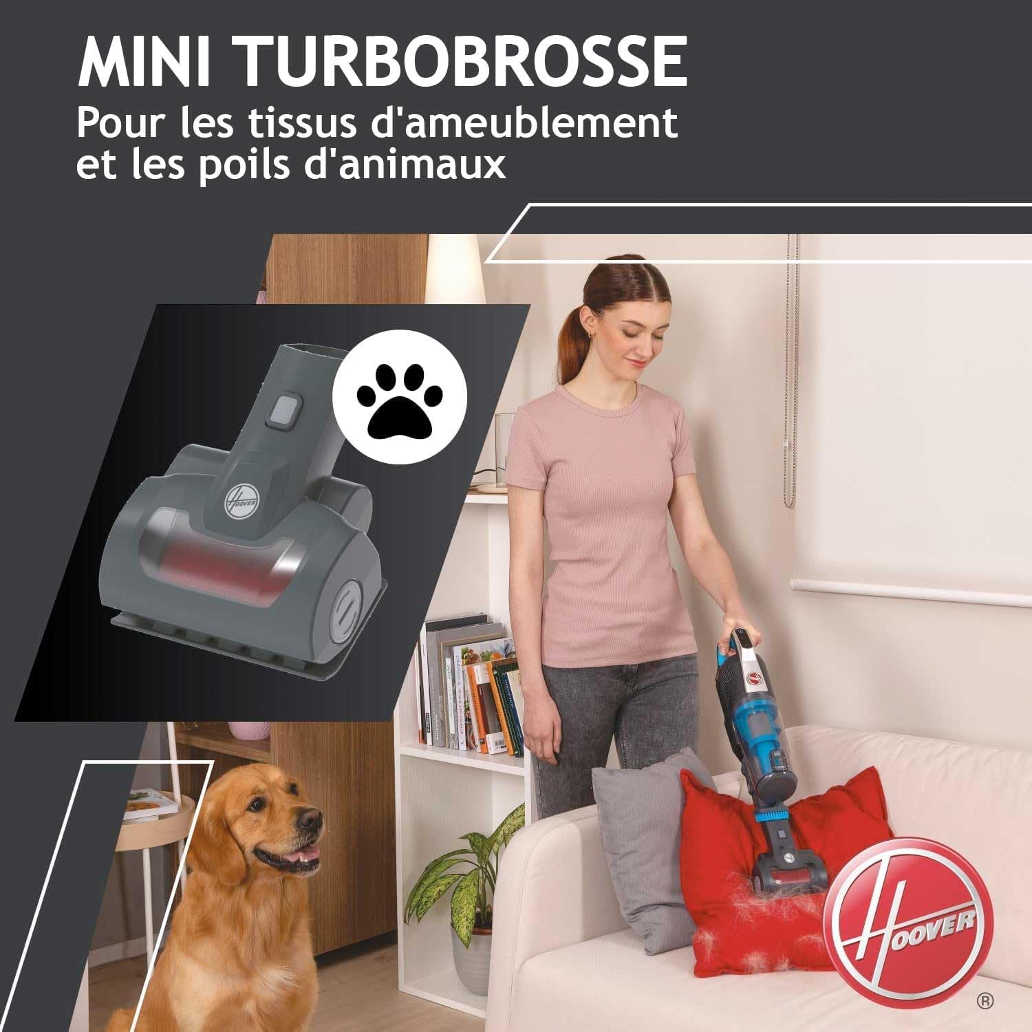 Hoover HF522STP Aspirateur Balai sans Fil Puissant, Grande Autonomie, Rangement Compact, Electrobrosse Anti-emmêlement LED, Turbobrosse Spéciale Animaux, Charge Rapide,Position Park&Go, Bleu Skyfall