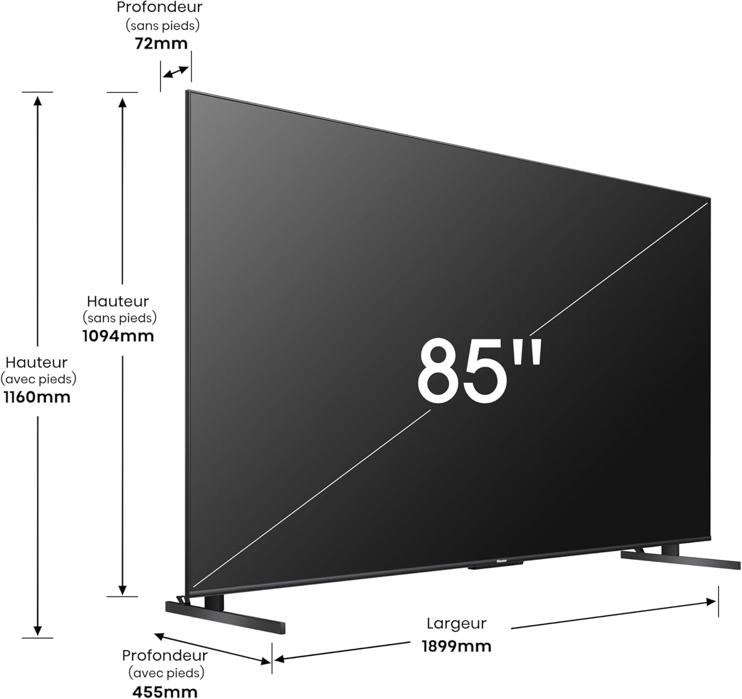 Hisense Smart TV 43 Pouces 43A6N 4K UHD, Dolby Vision, HDR, VIDAA avec Youtube, Netflix, Disney+, Canal +
