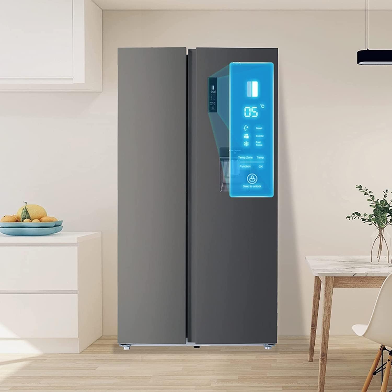 CHIQ Réfrigérateur autoportant 317L à Inverter, 322 l, sans givre, flux d'air multiple, congélation rapide, électronique tactile, compresseur avec garantie de 12 ans, efficacité améliorée, noir