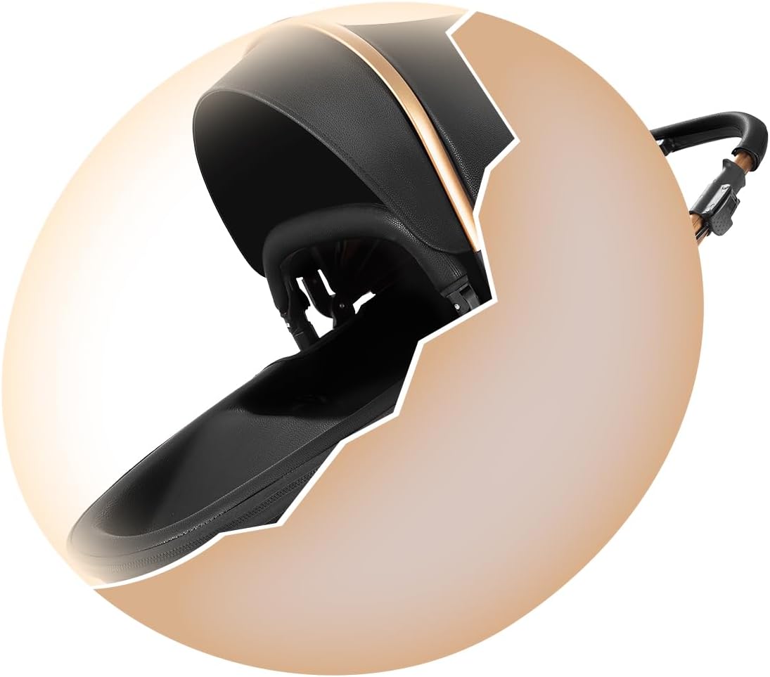 Magic ZC Poussette 3 en 1, Poussette Bebe avec Conception Portable Pliable en Un Clic, Pousette 3 en 1 avec Poussée Réversible Bidirectionnelle, Poussette Trio avec Accessoires (black gold 588)