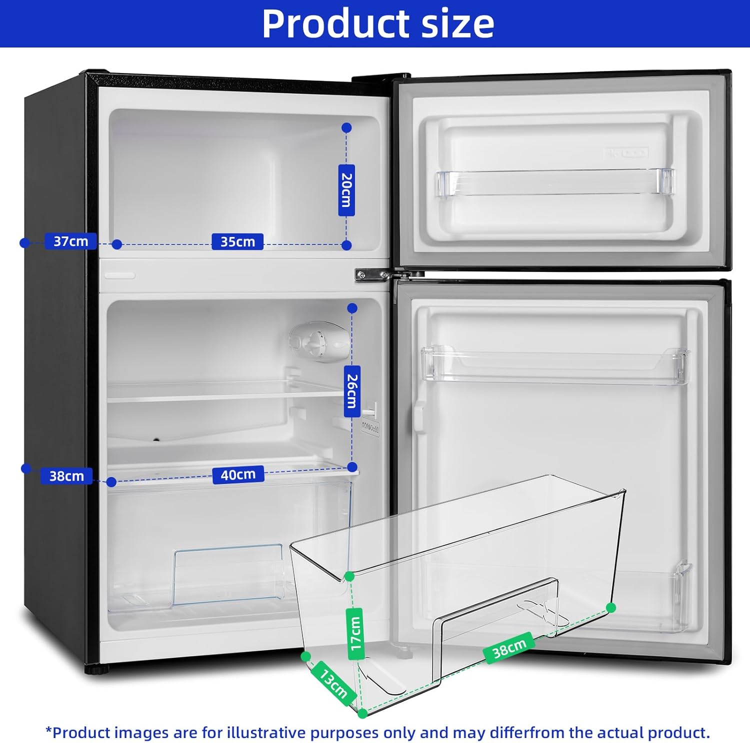 CHIQ Réfrigérateur autoportant 317L à Inverter, 322 l, sans givre, flux d'air multiple, congélation rapide, électronique tactile, compresseur avec garantie de 12 ans, efficacité améliorée, noir