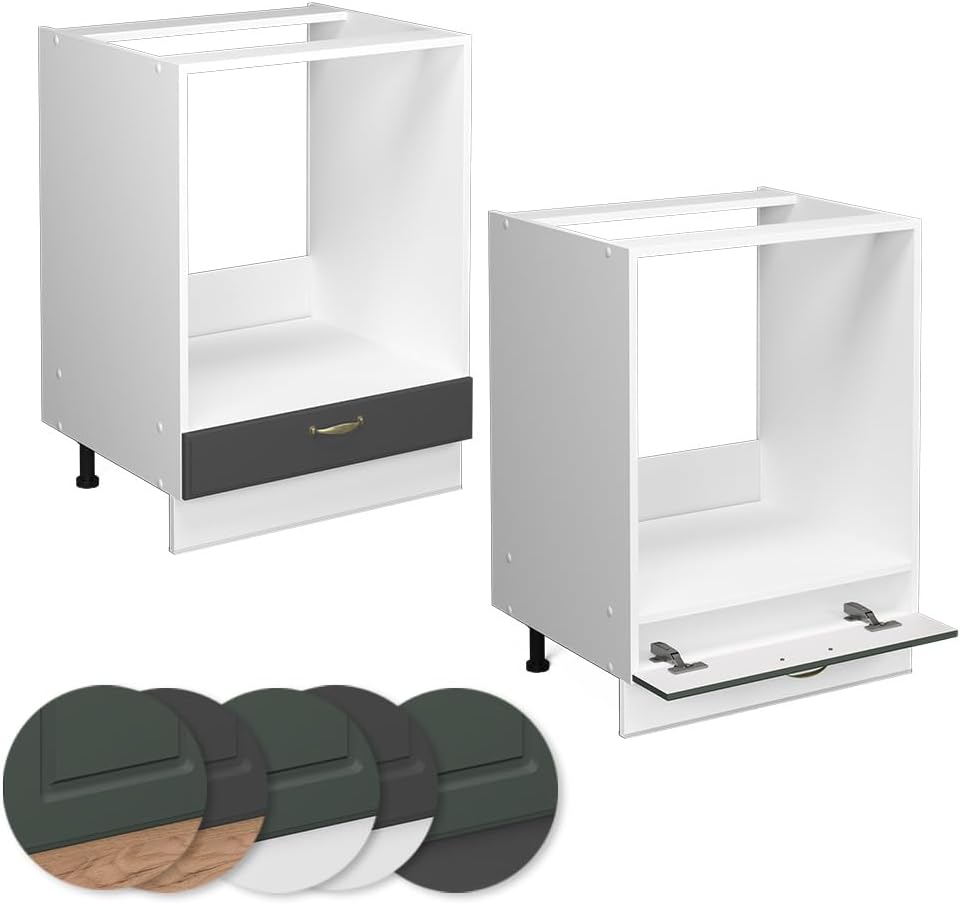 Vicco Meuble pour Four Fame-Line, Blanc Haute Brillance/Blanc, 60 cm avec étagères Ouvertes