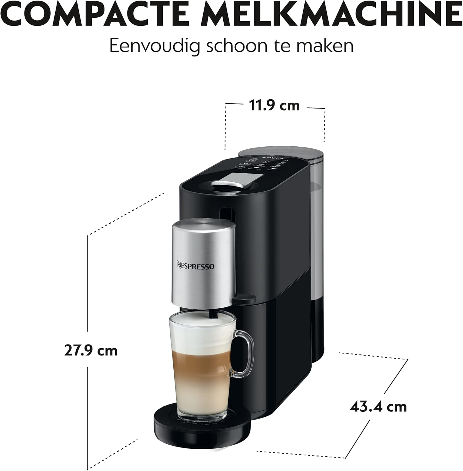 Krups Machine à Café Nespresso Atelier XN8908 - Système de Mousse de Lait - Réservoir d'eau de 1 l - Avec Tasses en Verre Nespresso + Capsules - Pression 19 Bar - Noir/Argenté
