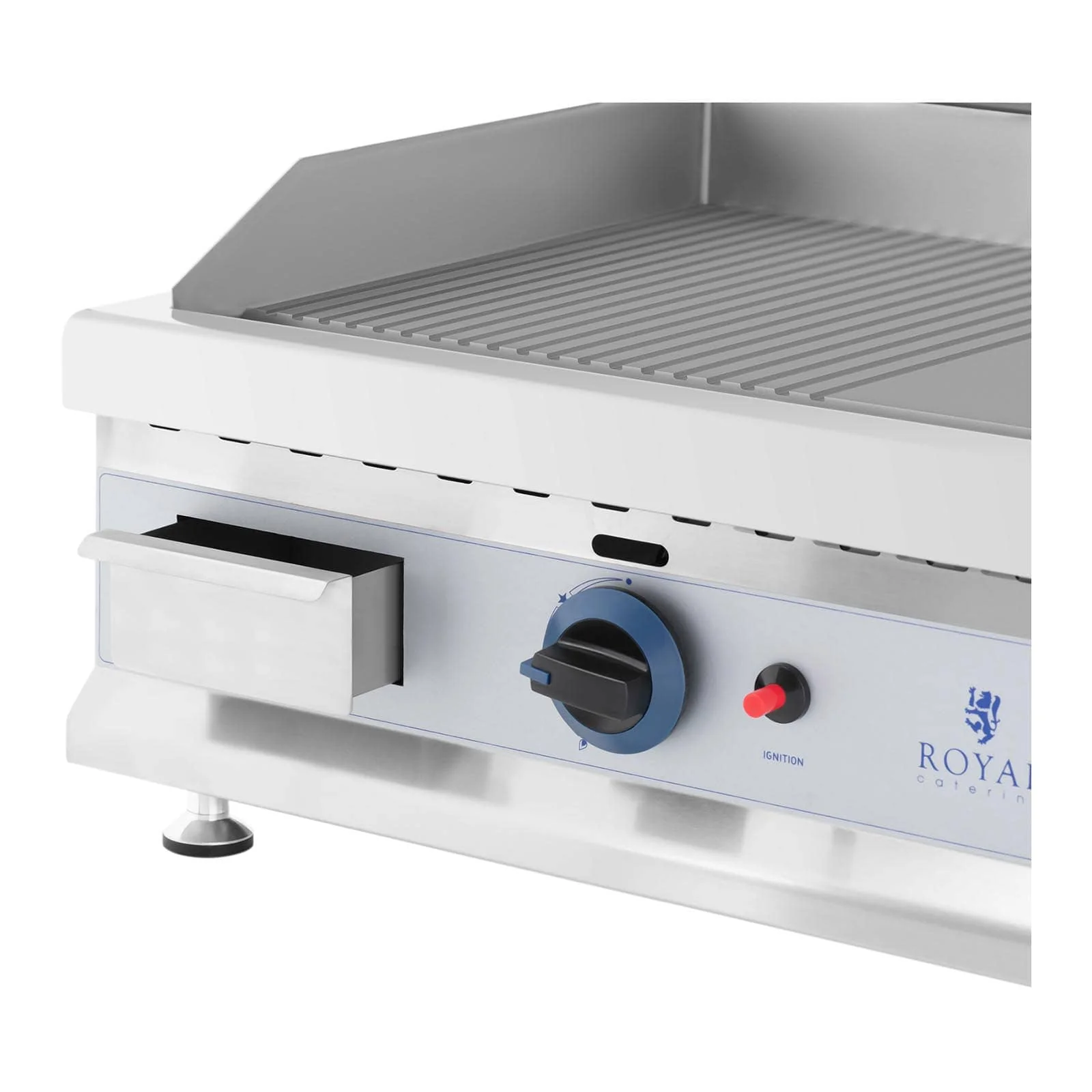 Plancha à gaz naturel en inox grill professionnel 75 cm 2 zones de cuisson (plaque 74,5 x 40 cm, 20 mbar, gaz naturel, 50 - 300 °c, lisse / rainurée, évacue la graisse) 14_0004035