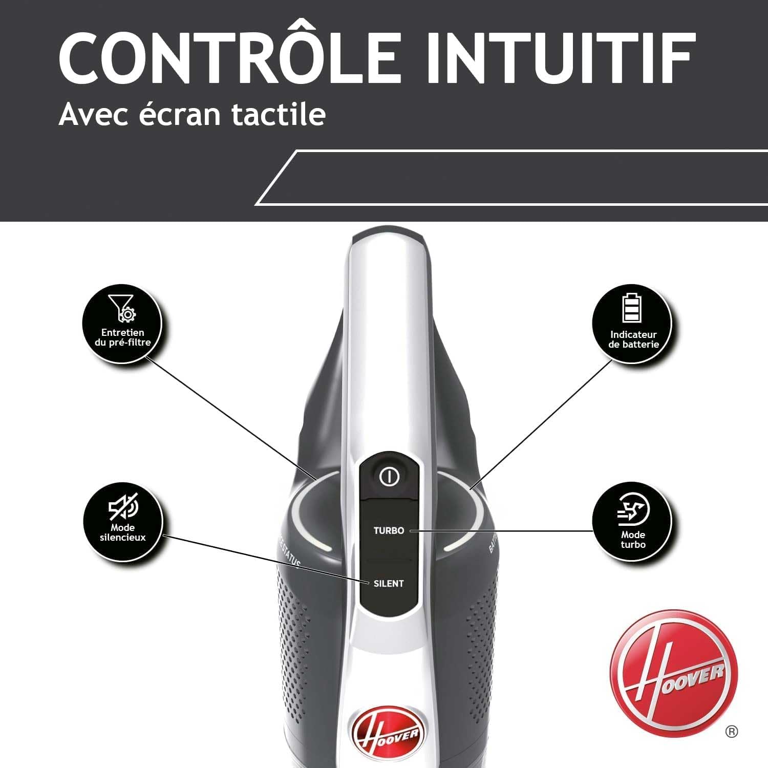Hoover HF522STP Aspirateur Balai sans Fil Puissant, Grande Autonomie, Rangement Compact, Electrobrosse Anti-emmêlement LED, Turbobrosse Spéciale Animaux, Charge Rapide,Position Park&Go, Bleu Skyfall