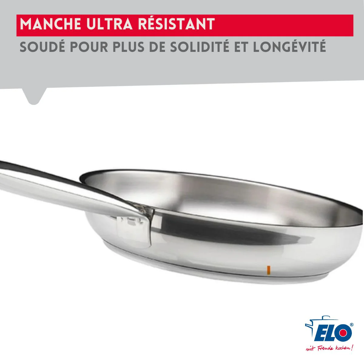 Ensemble de 3 Poêles de cuisson 24, 28 et 32 cm et 2 faitouts 12 et 24 cm Elo Profi Brillant Elo