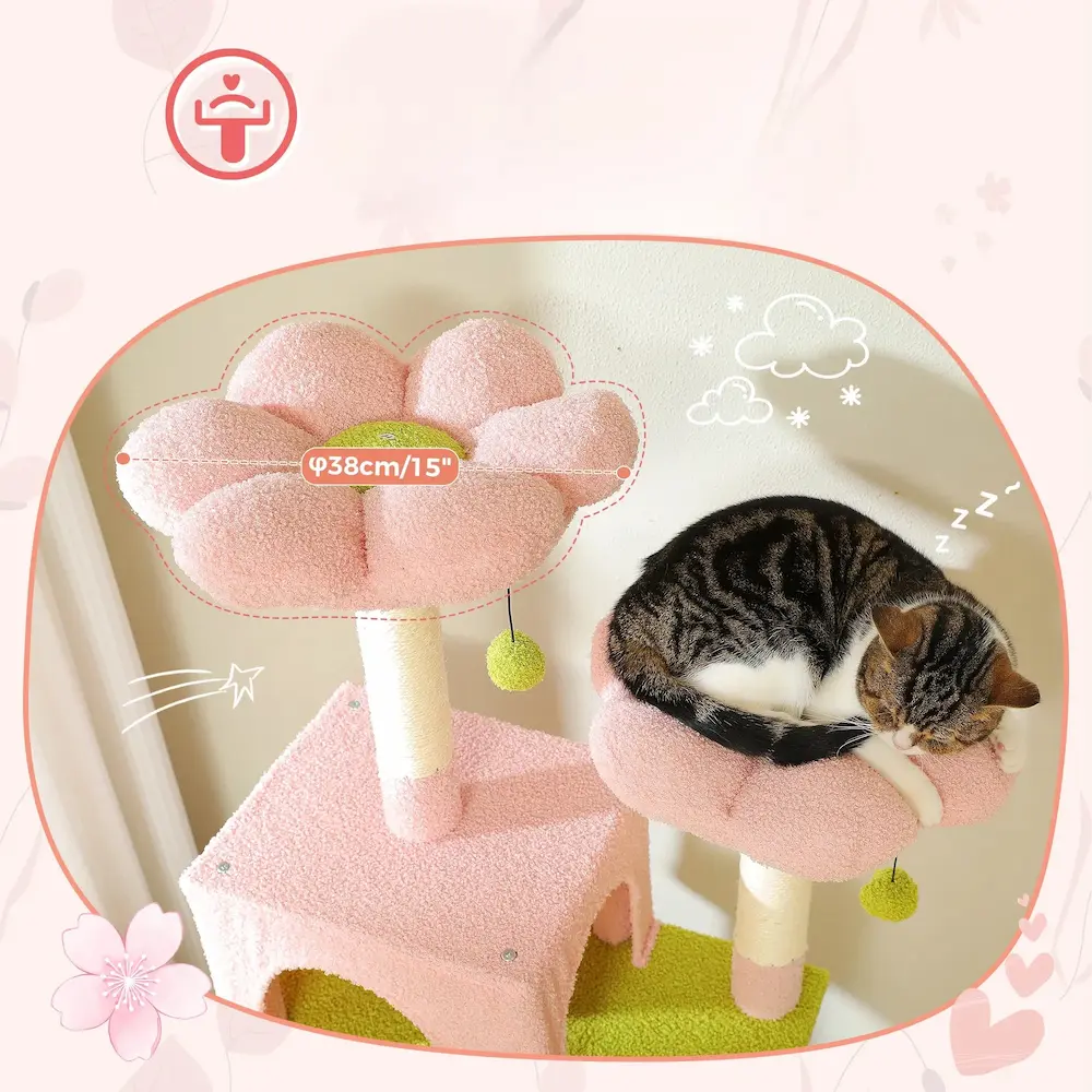 Arbre à chat rose - Espace de jeu ultra confort
