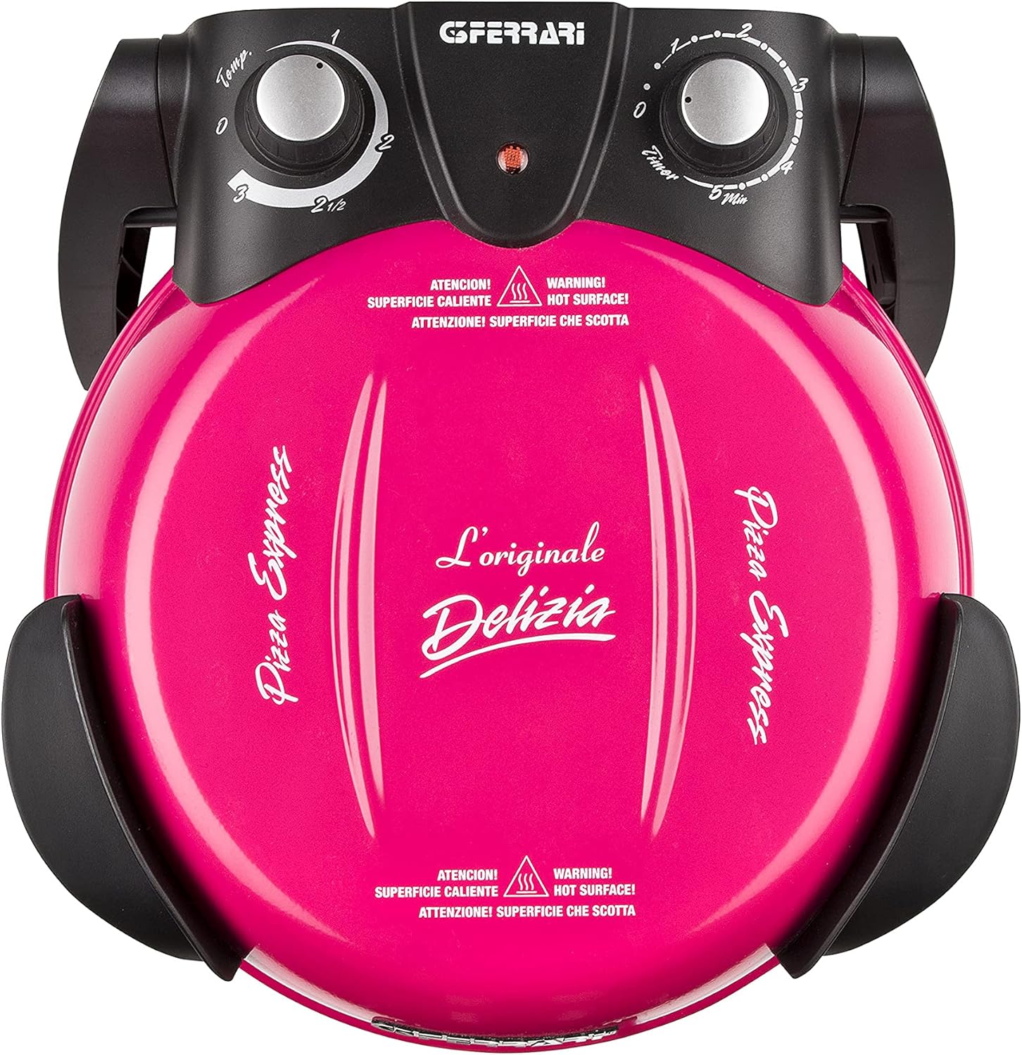 G3 Ferrari G10006 Pizza Exprimer Plaisir, Four Pizza, 1200 W, 400°C, Pierre Réfractaire (diamètre 31 cm), Minuteur 5', Livre de Recettes inclus, Noir