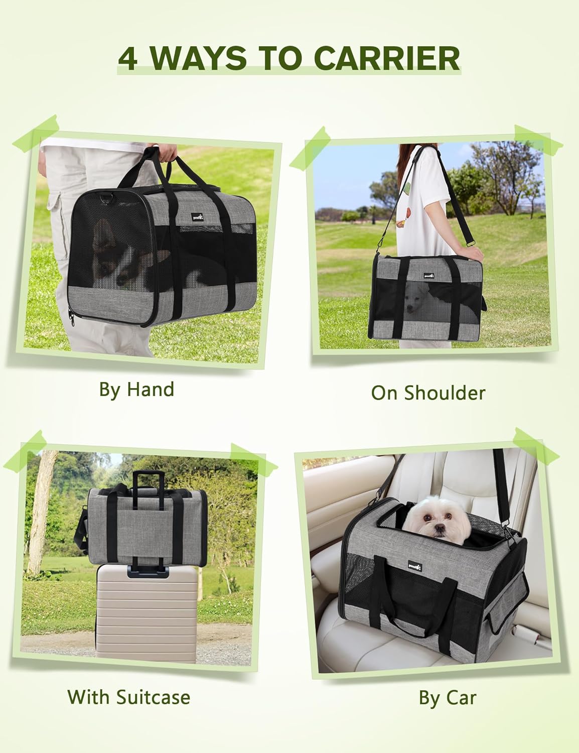 Pecute Sac de Transport pour Animal Domestique, Tissu en Maille Respirant, Convient pour Les Voyages, utilisé pour Chien, Les Chats et Les Chiots de Moins de 6 kg