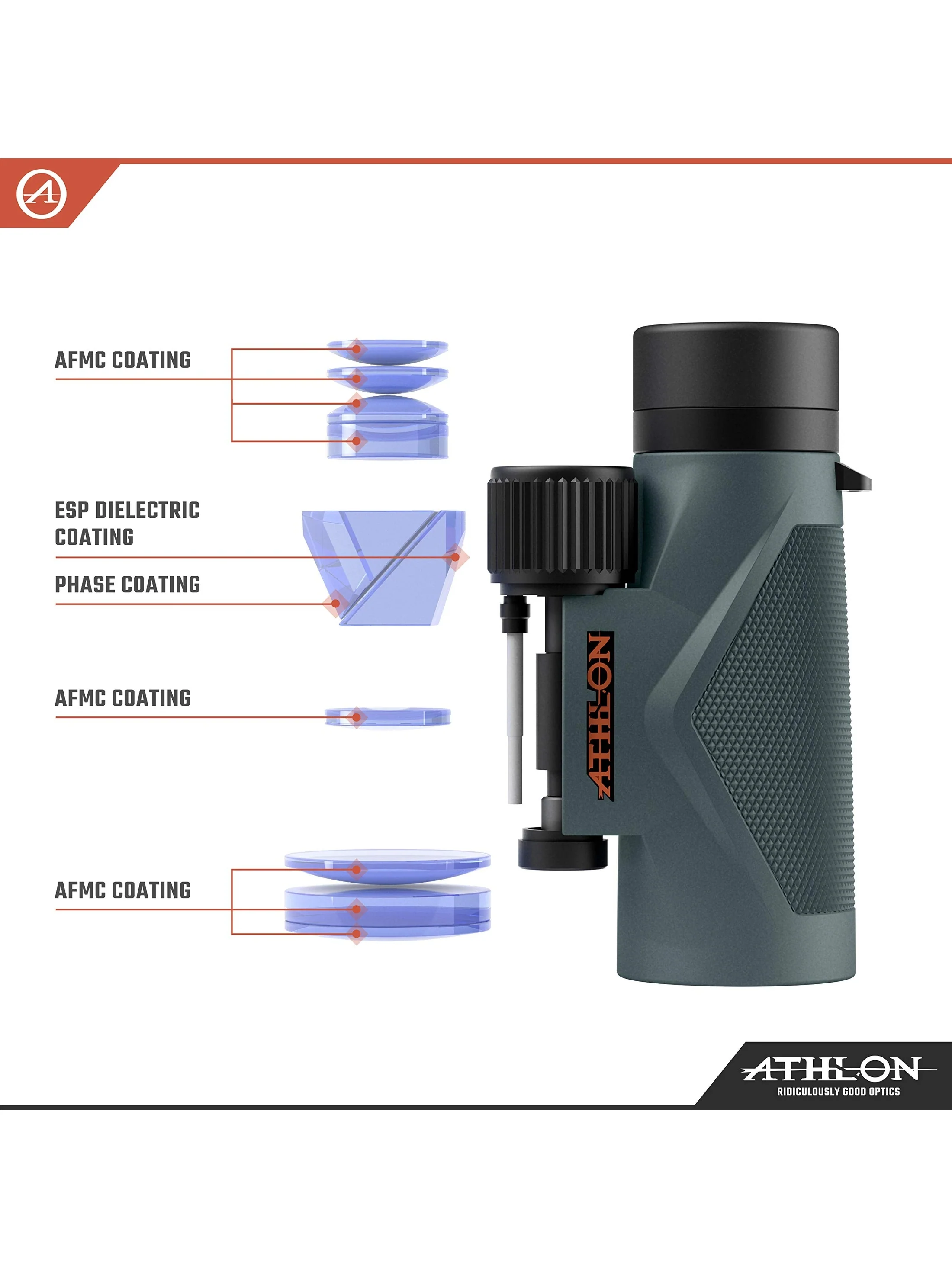 Athlon Optics 8x42 Midas UHD Gray Binoculars with ED Glass for Adults and Kids, High-Powered Binoculars for Hunting, Birdwatching, and More