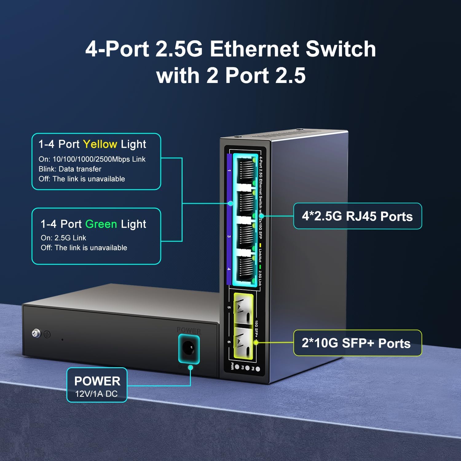 16 ports 2,5 G ➕ commutateur Ethernet SFP+ 2 ports 10 G, commutateur réseau NICGIGA 18 ports 2,5 Gb non géré, Plug & Play, montage sur bureau ou rack 19 pouces, conception métallique sans ventilateur.