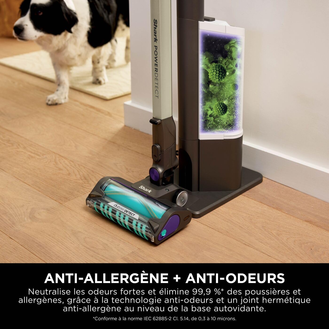 Shark Clean & Empty Aspirateur sans fil, système vidange automatique, aspirateur léger anti-poils avec outils animaux et interstices, autonomie 40 minutes, station de chargement, blanc/bleu, BU3521EU