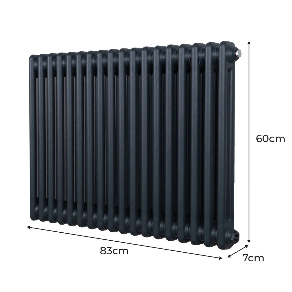 Radiateur Traditionnel à Double Colonne – 600 x 832 mm – Gris Anthracite Monstershop