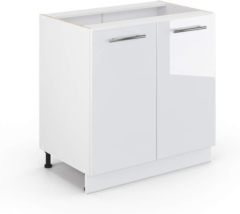 Vicco Meuble pour Four Fame-Line, Blanc Haute Brillance/Blanc, 60 cm avec étagères Ouvertes